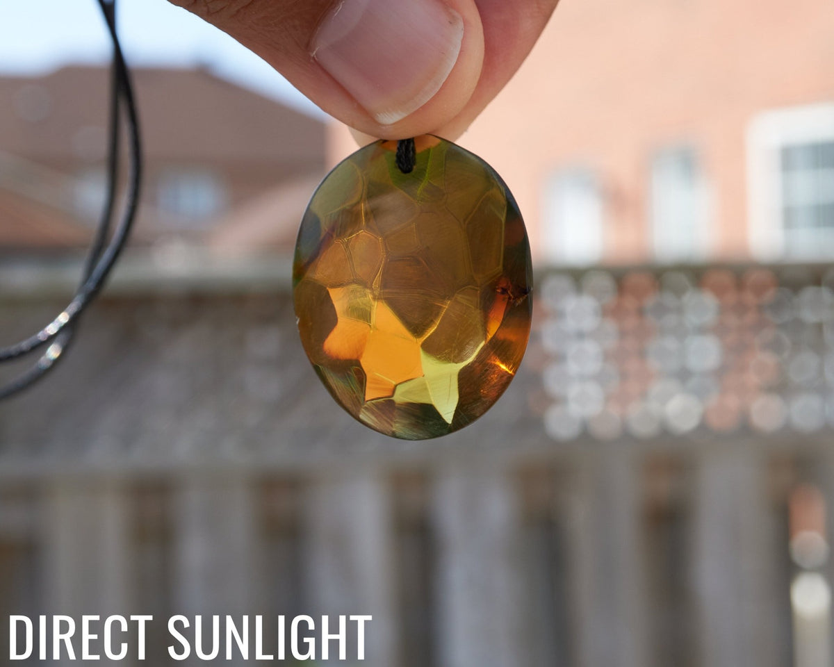 Authentic Dominican Blue & Green Amber Cabochon Pendant | 4.7 g - Larimar Creations