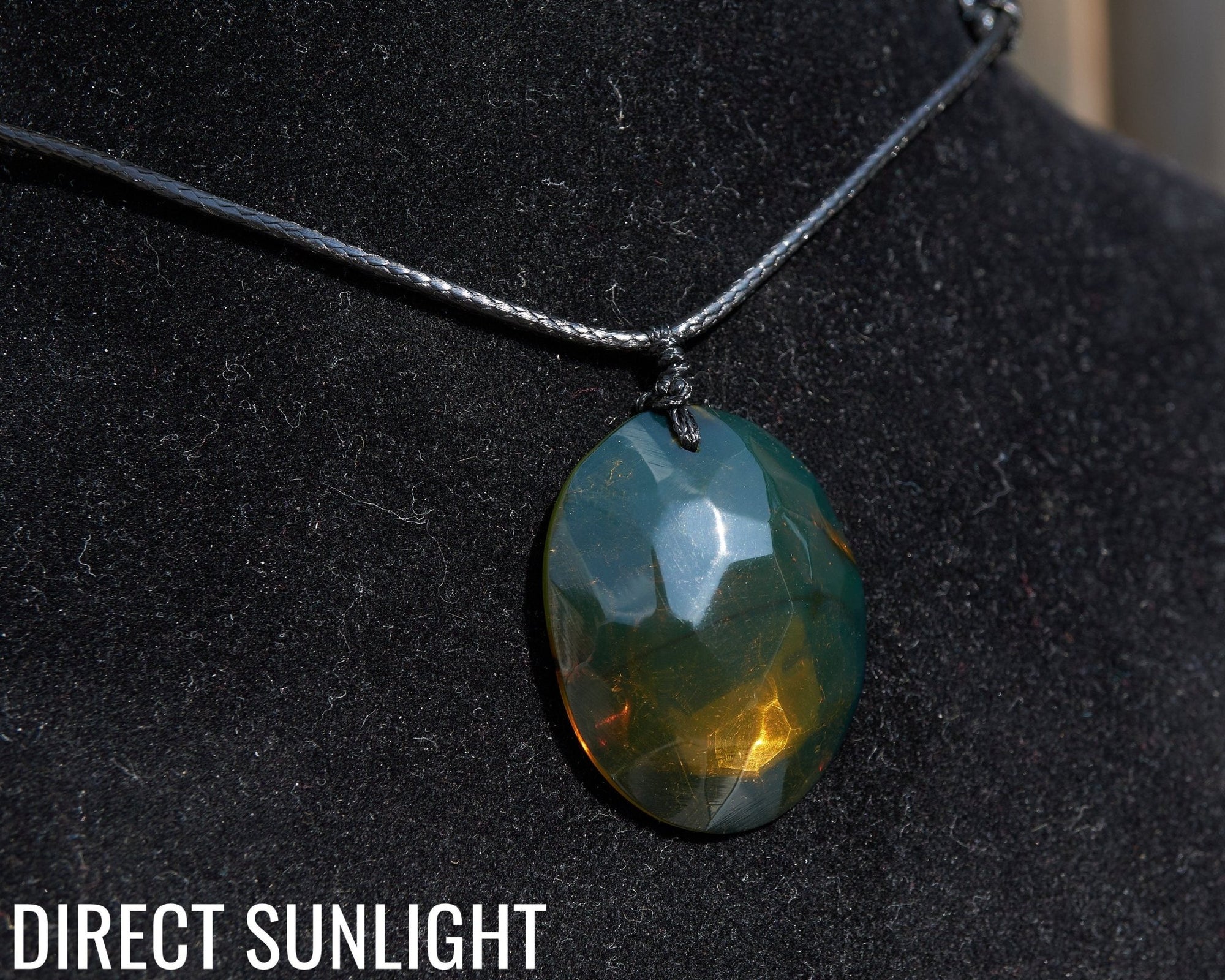 Authentic Dominican Blue &amp; Green Amber Cabochon Pendant | 4.7 g - Larimar Creations