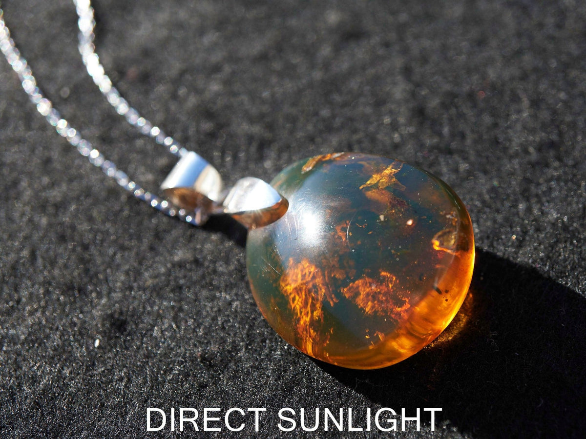 Authentic Dominican Blue/Green Amber Pendant | 925 Siver - Larimar Creations