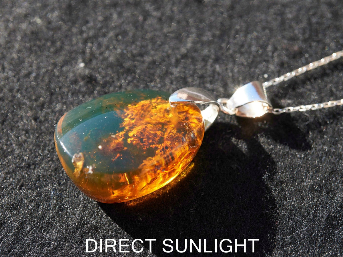 Authentic Dominican Blue/Green Amber Pendant | 925 Siver - Larimar Creations