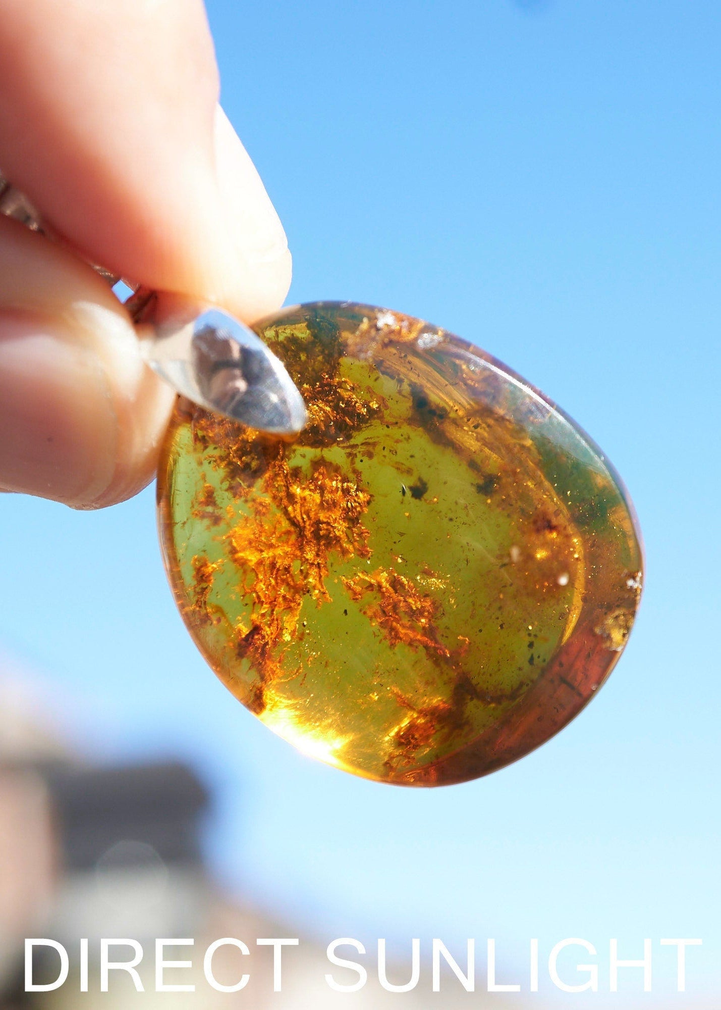 Authentic Dominican Blue/Green Amber Pendant | 925 Siver - Larimar Creations