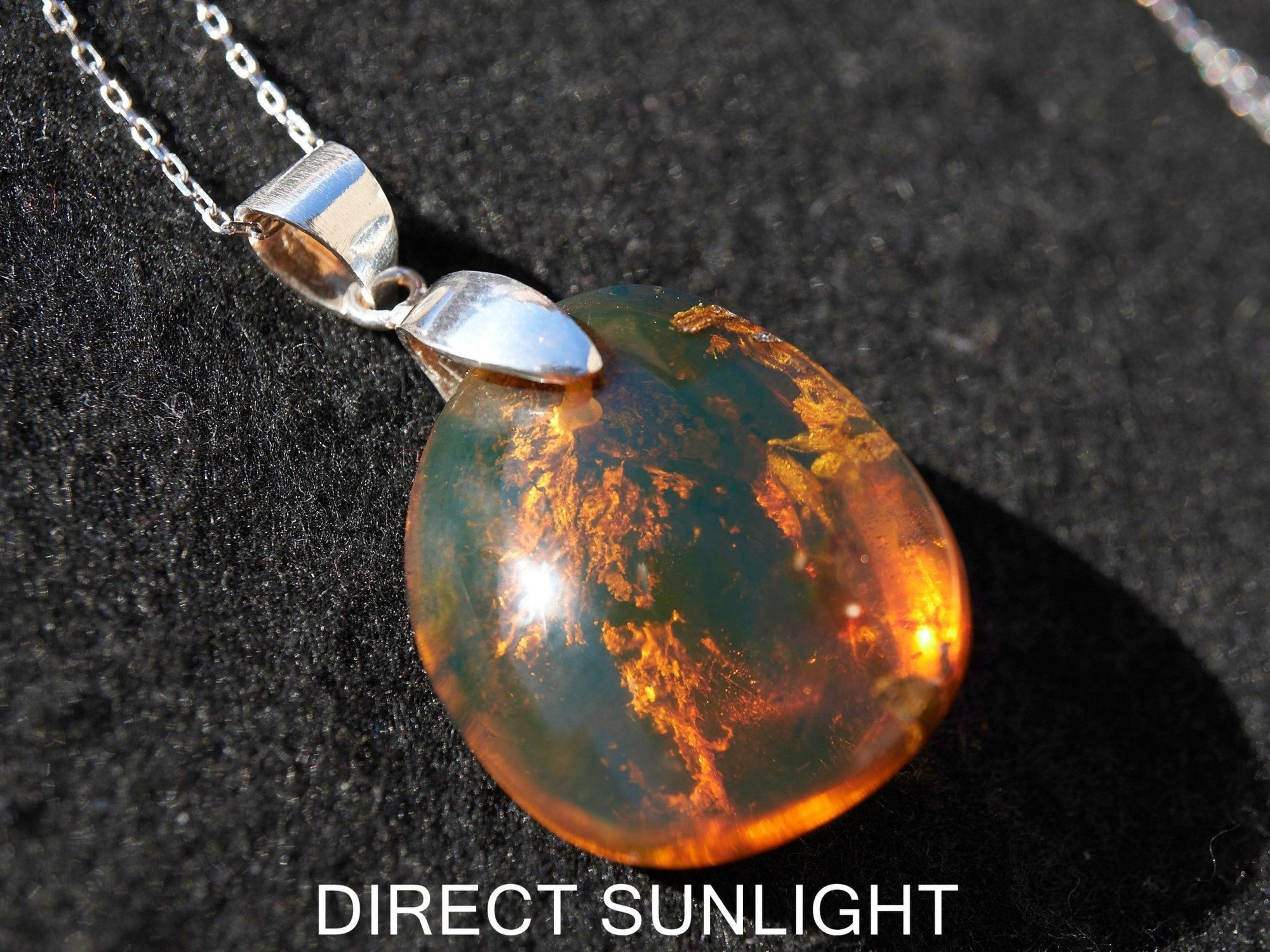 Authentic Dominican Blue/Green Amber Pendant | 925 Siver - Larimar Creations