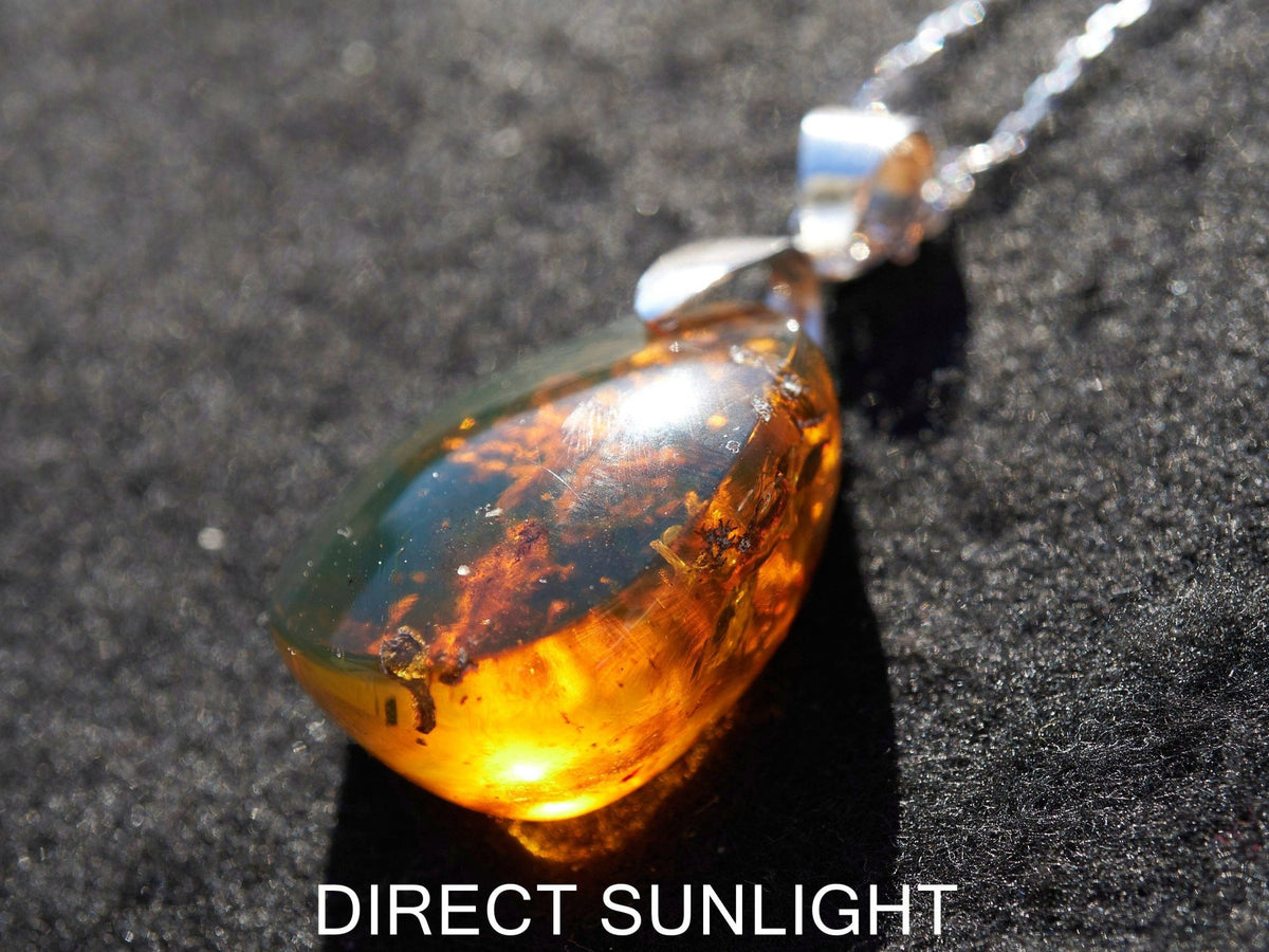 Authentic Dominican Blue/Green Amber Pendant | 925 Siver - Larimar Creations
