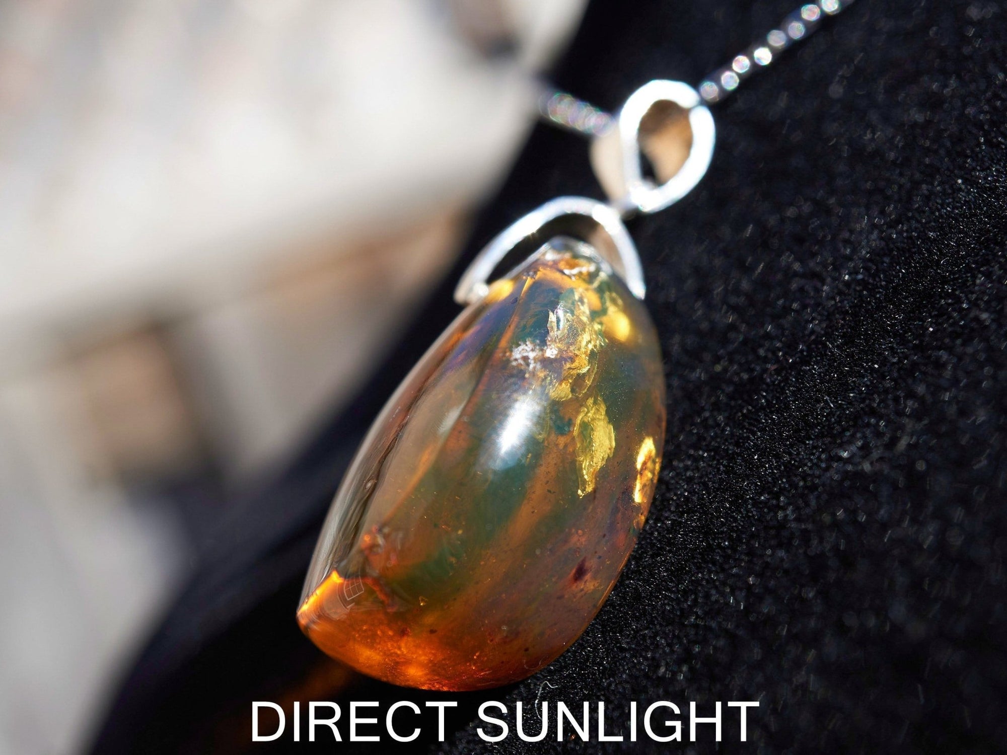 Authentic Dominican Blue/Green Amber Pendant | 925 Siver - Larimar Creations