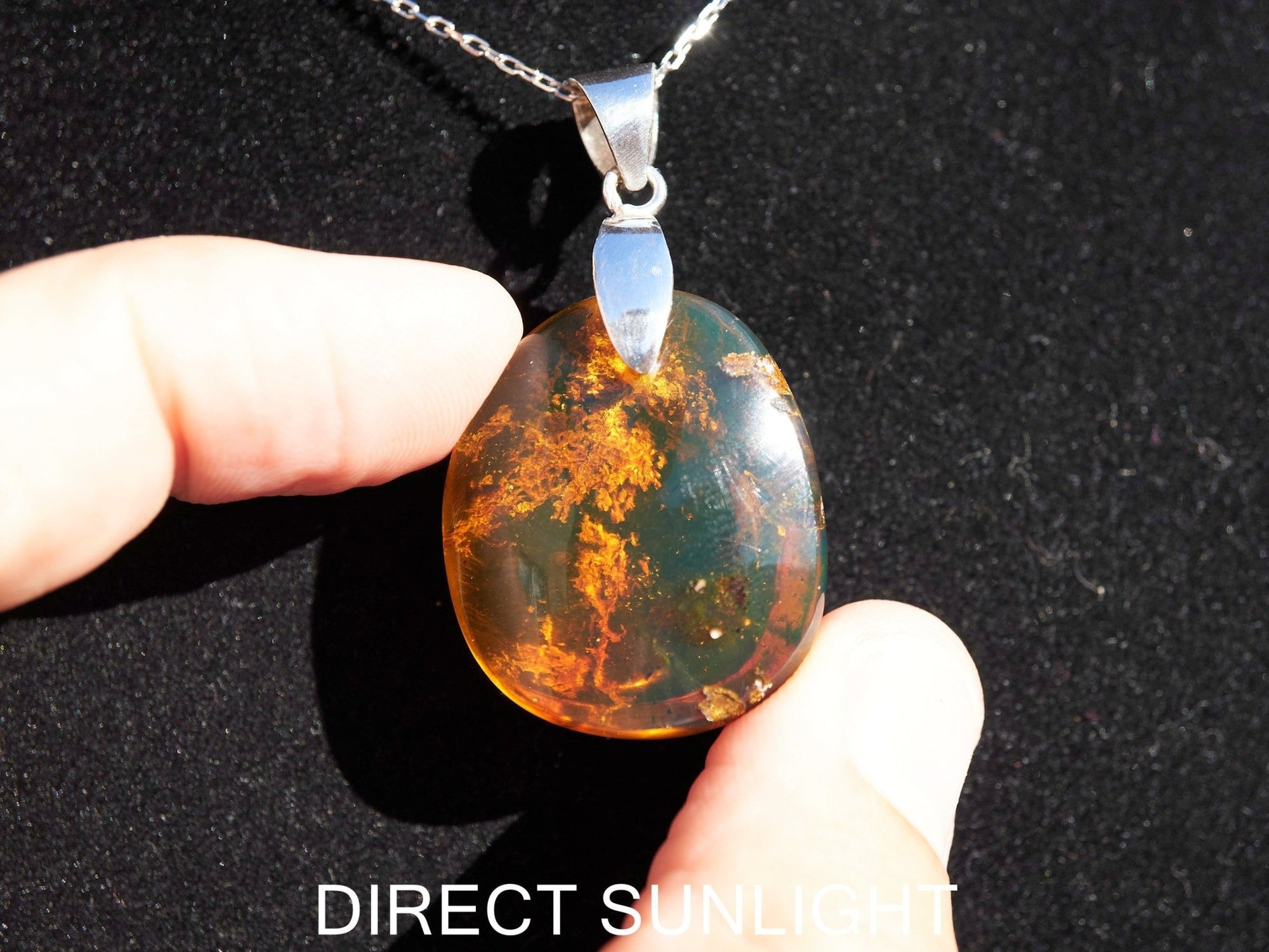 Authentic Dominican Blue/Green Amber Pendant | 925 Siver - Larimar Creations