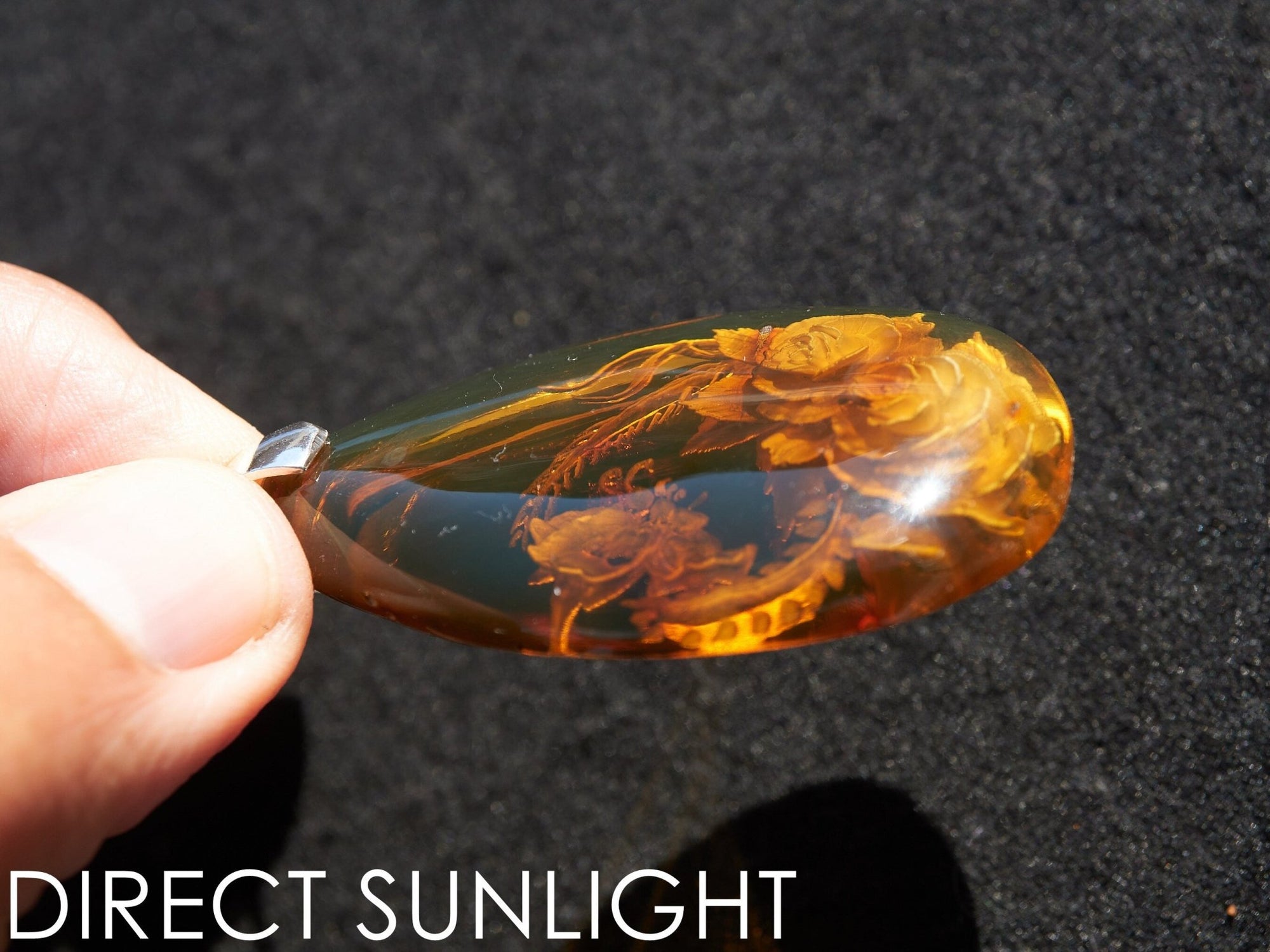 Authentic Dominican Green Amber Flower Pendant | 13.8 g Carving - Larimar Creations