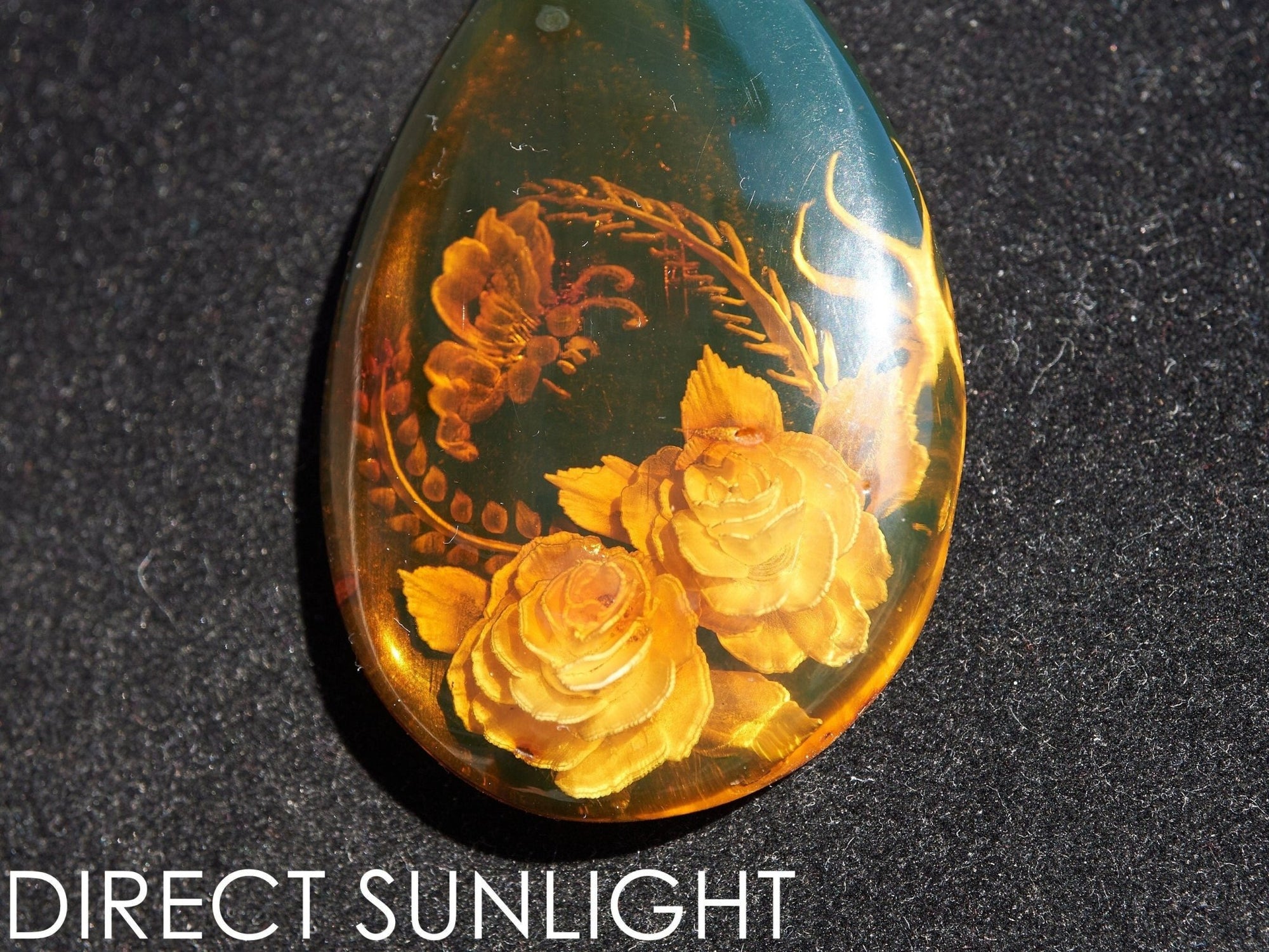 Authentic Dominican Green Amber Flower Pendant | 13.8 g Carving - Larimar Creations