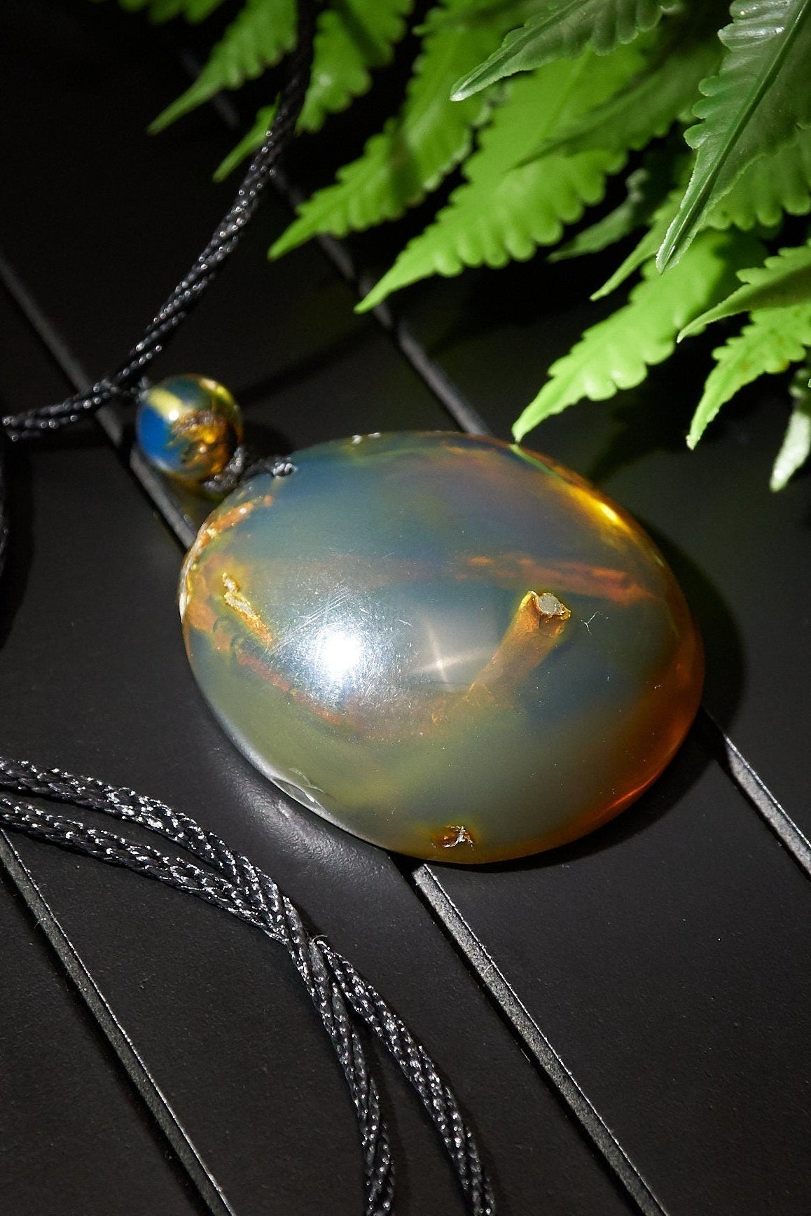 Authentic Dominican Green/Blue Amber with Vegetable Fossil - Larimar Creations