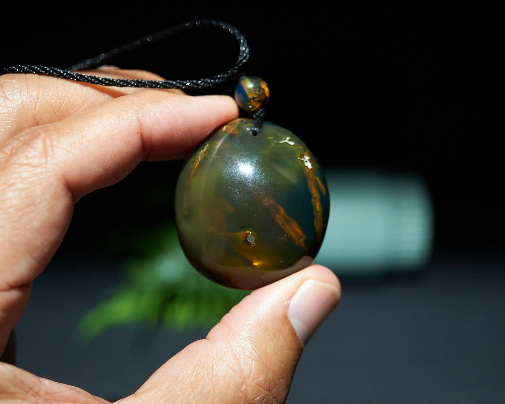 Authentic Dominican Green/Blue Amber with Vegetable Fossil - Larimar Creations