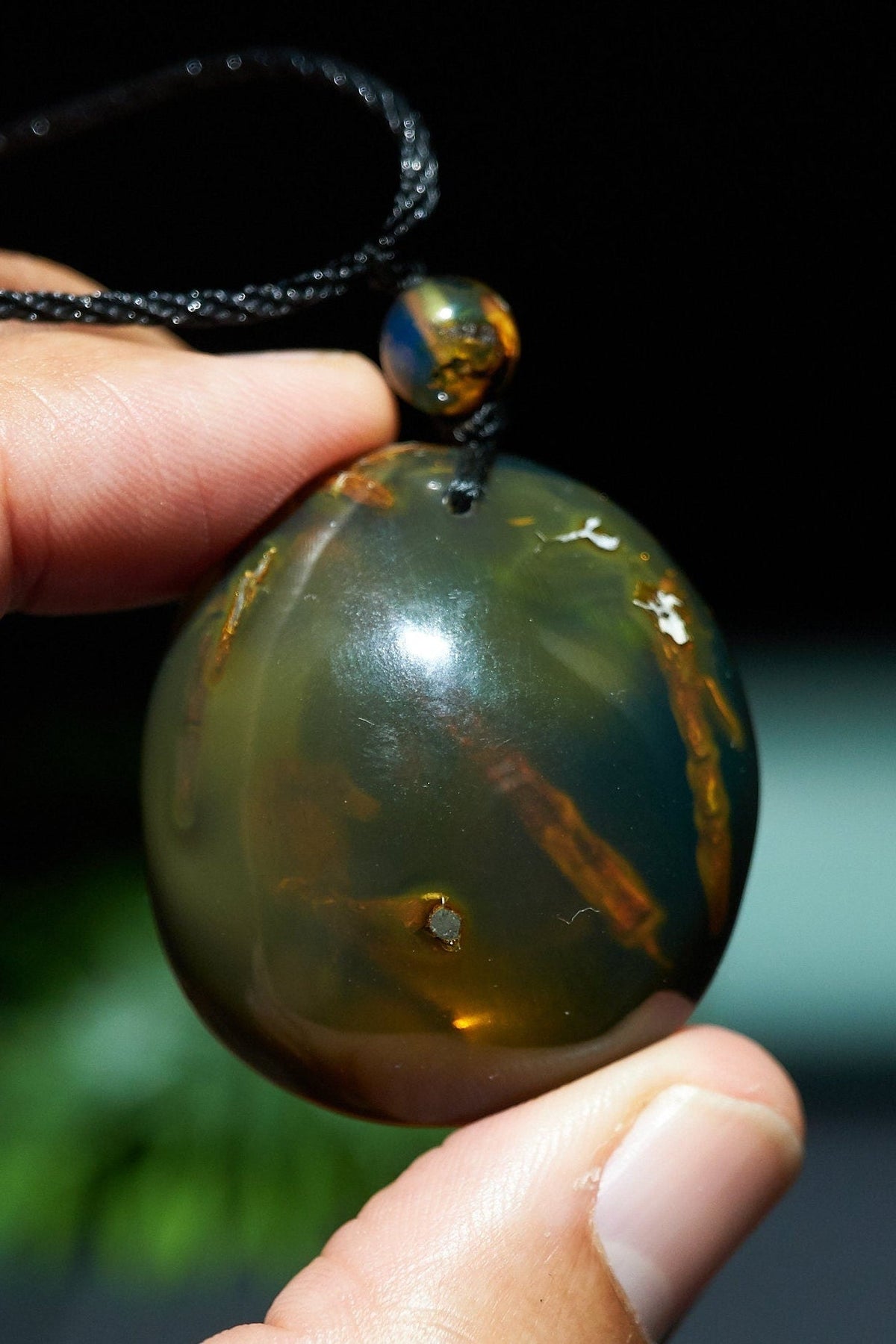 Authentic Dominican Green/Blue Amber with Vegetable Fossil - Larimar Creations