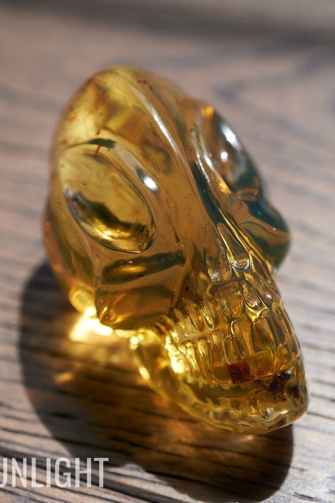 Authentic Green - Blue Dominican Amber Alien Skull | Hand - Carved Collectible - Larimar Creations