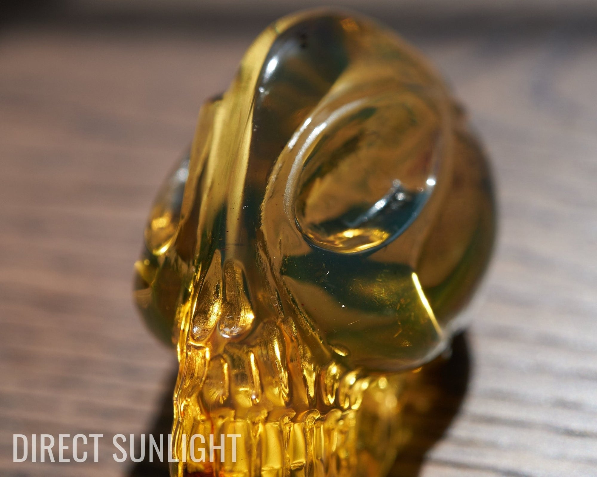 Authentic Green - Blue Dominican Amber Alien Skull | Hand - Carved Collectible - Larimar Creations