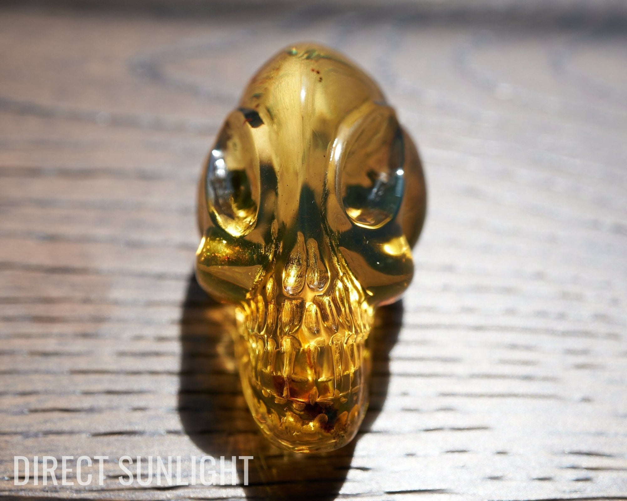 Authentic Green - Blue Dominican Amber Alien Skull | Hand - Carved Collectible - Larimar Creations