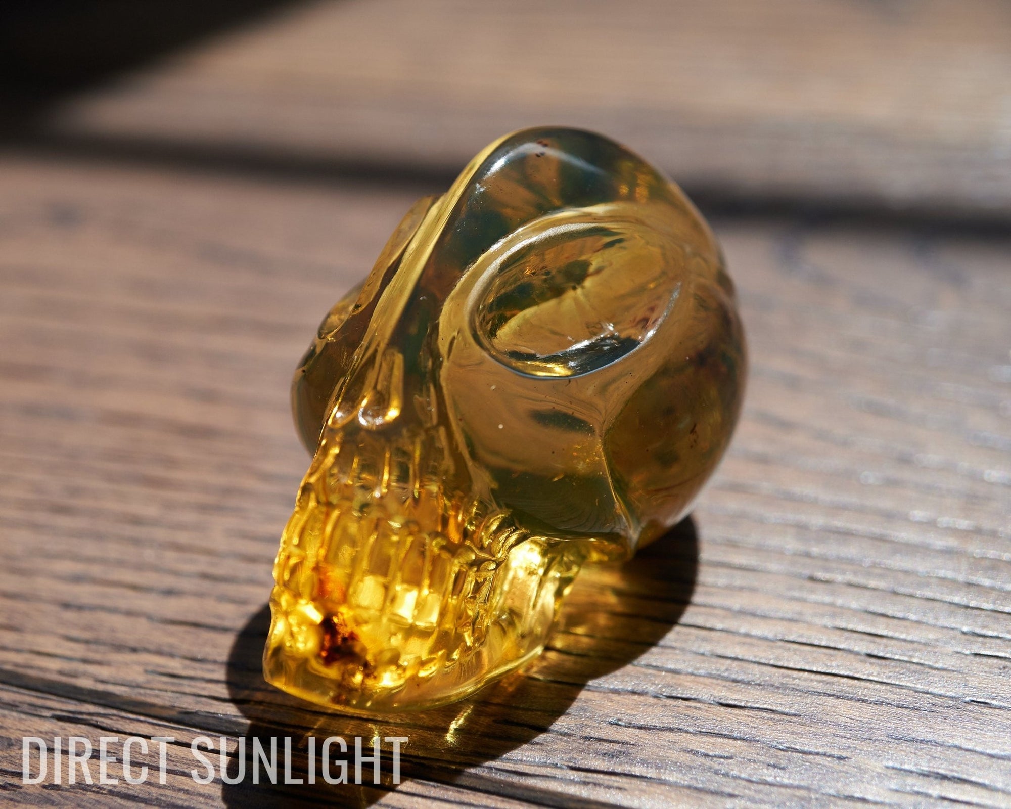 Authentic Green - Blue Dominican Amber Alien Skull | Hand - Carved Collectible - Larimar Creations