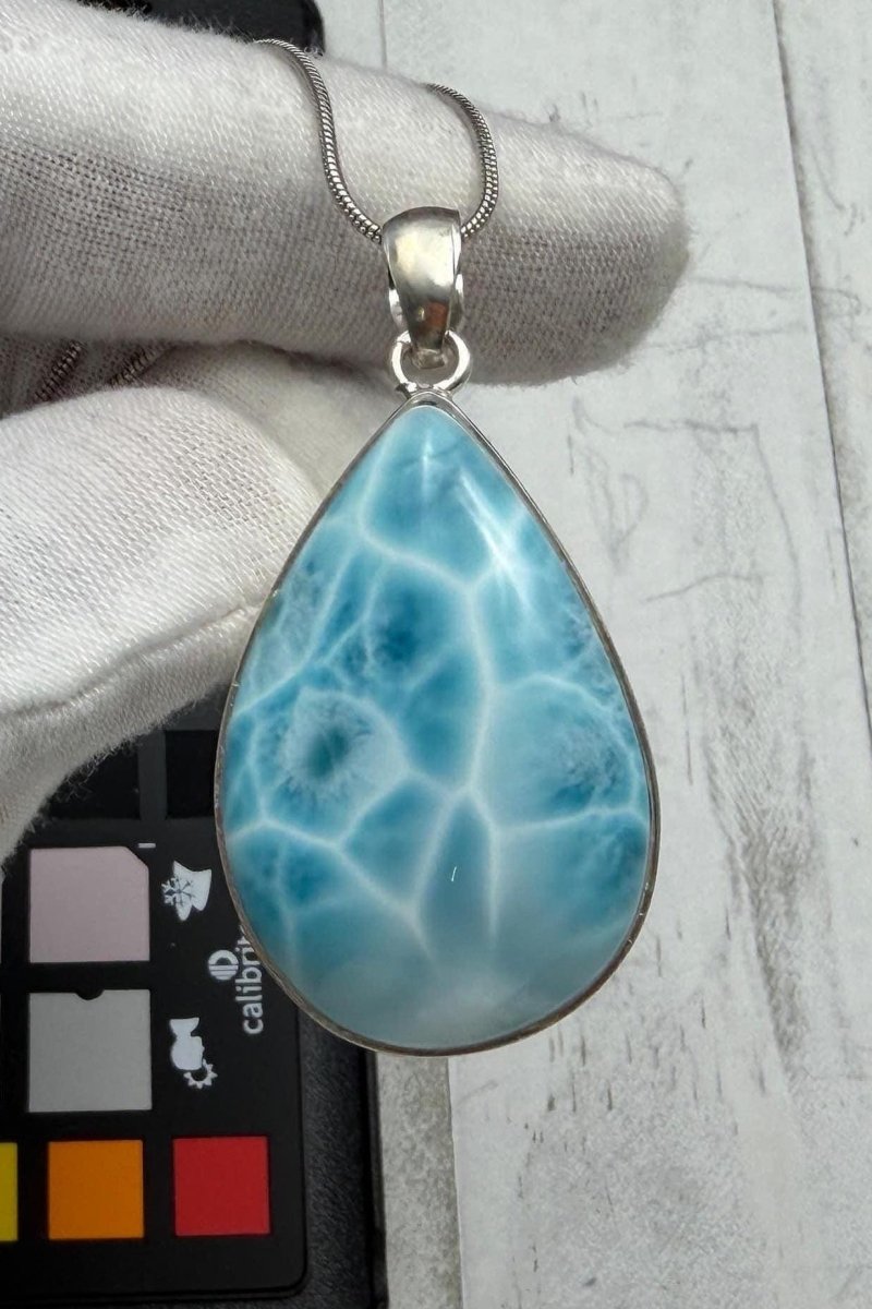 Authentic Larimar Teardrop Pendant | Sterling Silver - Larimar Creations
