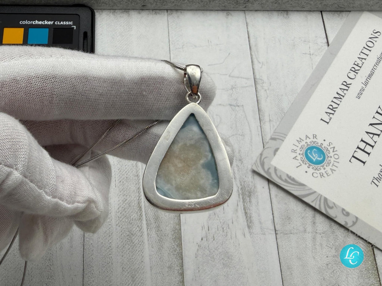 Bell Shape Large Larimar Pendant Sterling Silver - Larimar Creations