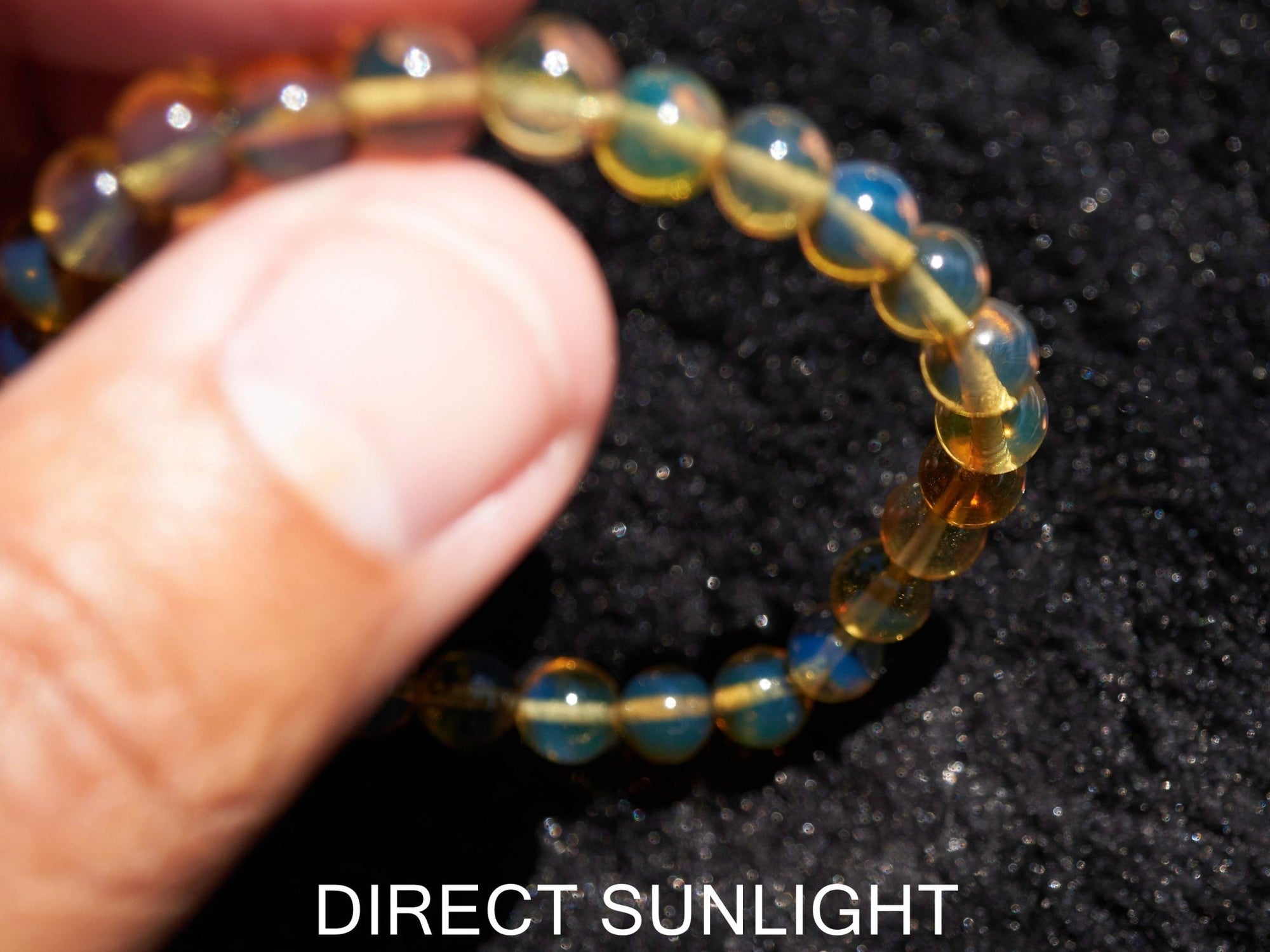 Blue Amber Beads Bracelet, Dominican Blue Amber AAA