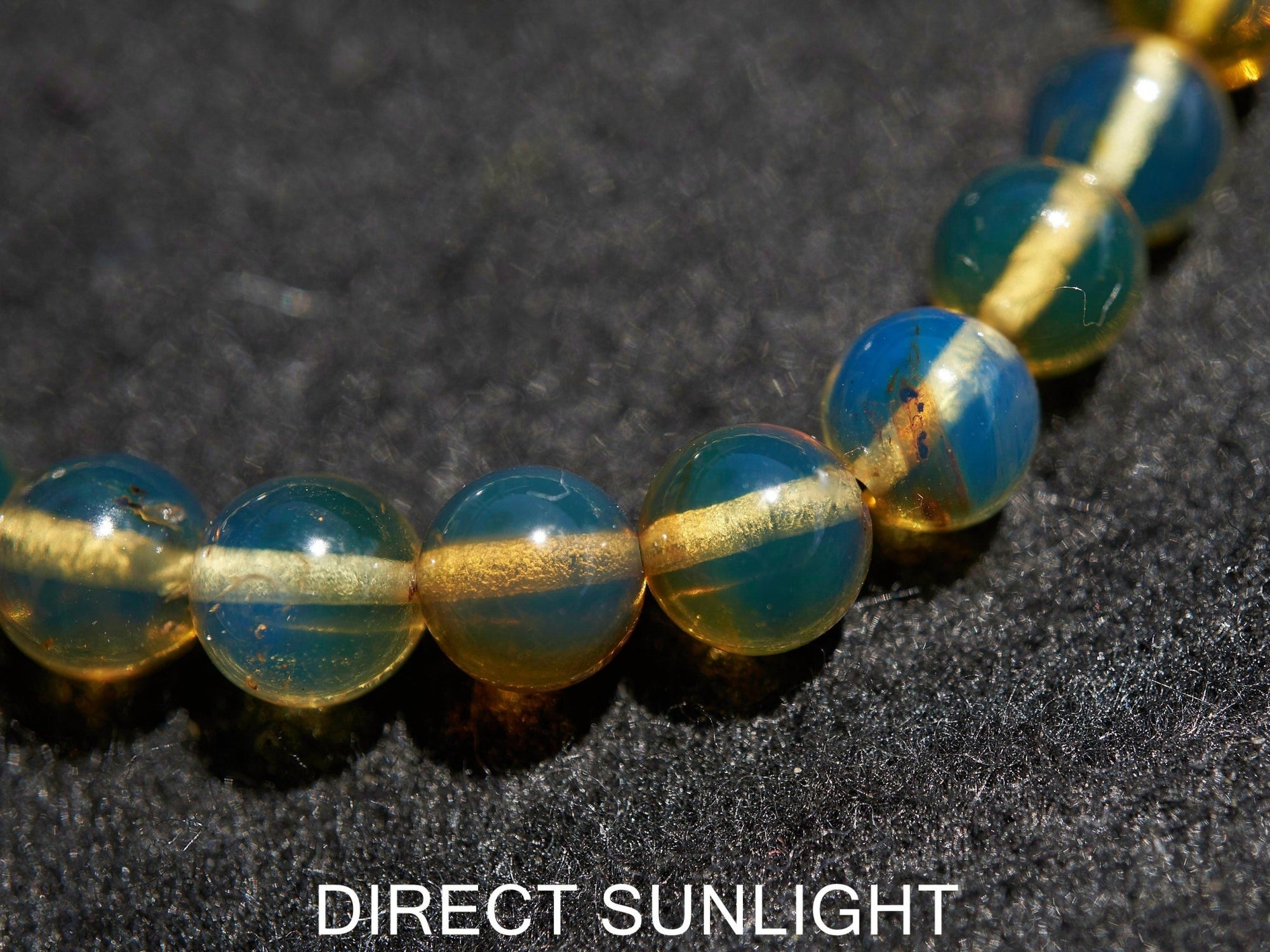 Blue Amber Beads Bracelet, Dominican Blue Amber AAA