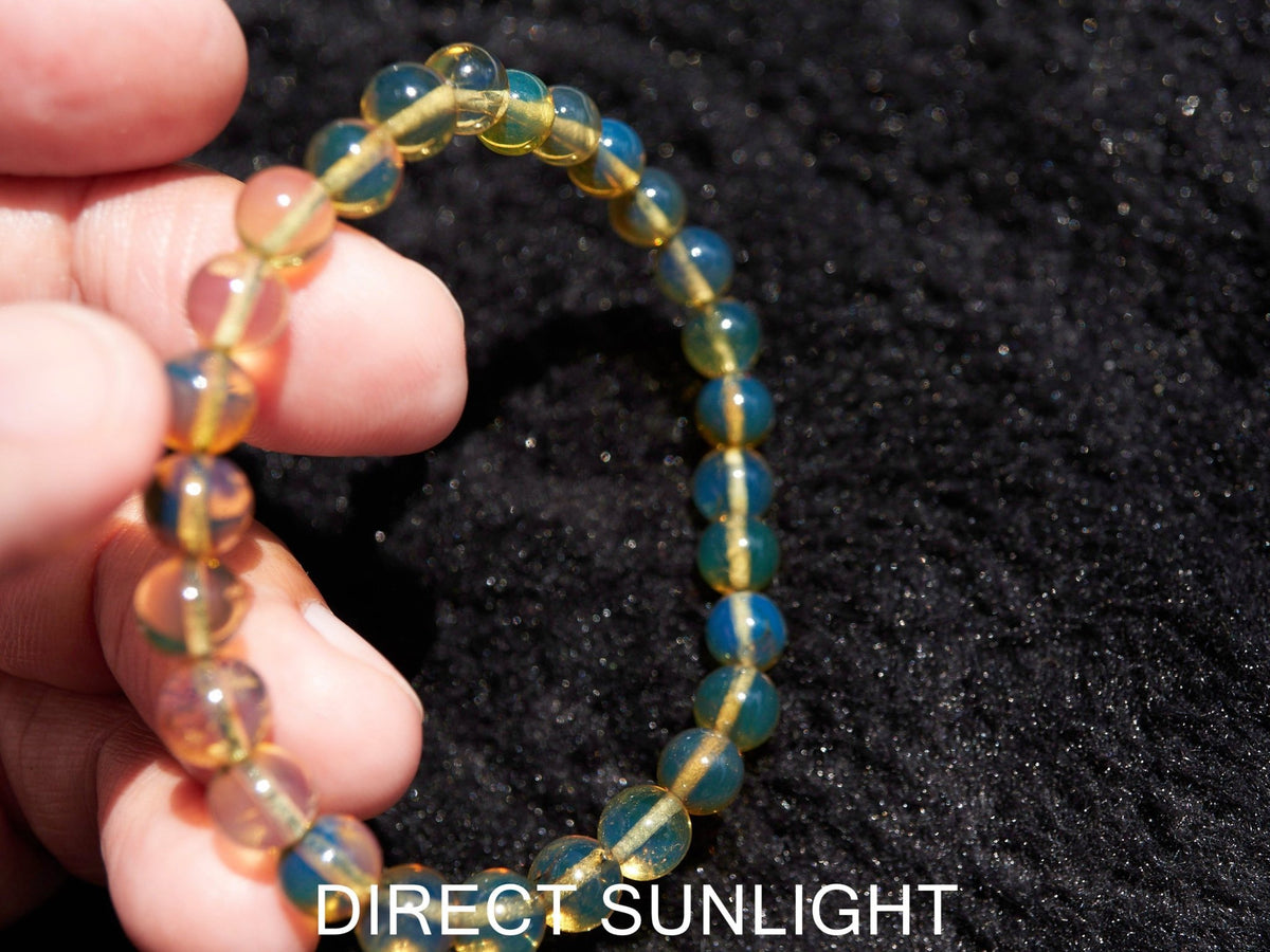 Blue Amber Beads Bracelet, Dominican Blue Amber AAA