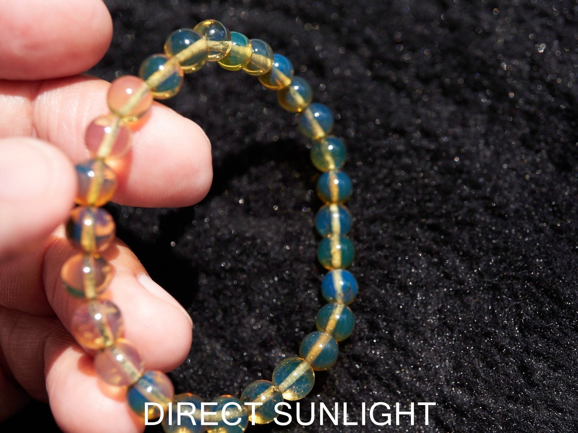 Blue Amber Beads Bracelet, Dominican Blue Amber AAA