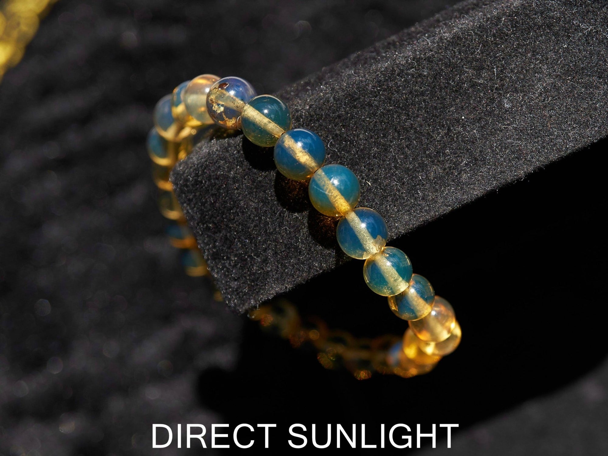 Blue Amber Beads Bracelet, Dominican Blue Amber AAA