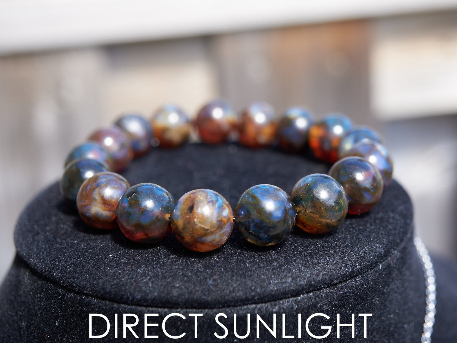 Blue Amber Dominican beads bracelet - Larimar Creations