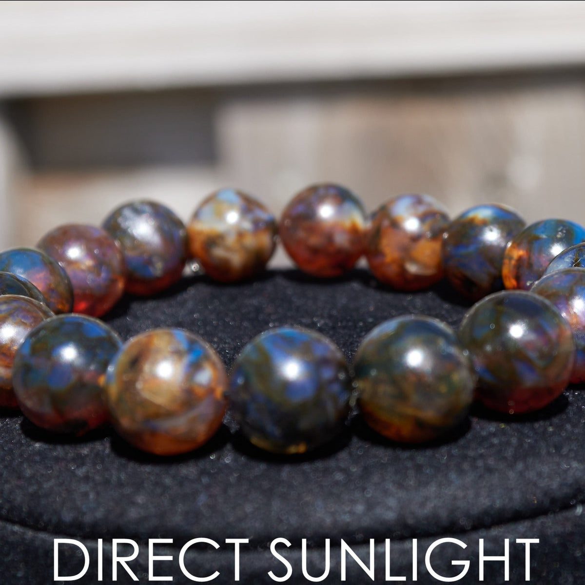 Blue Amber Dominican beads bracelet - Larimar Creations