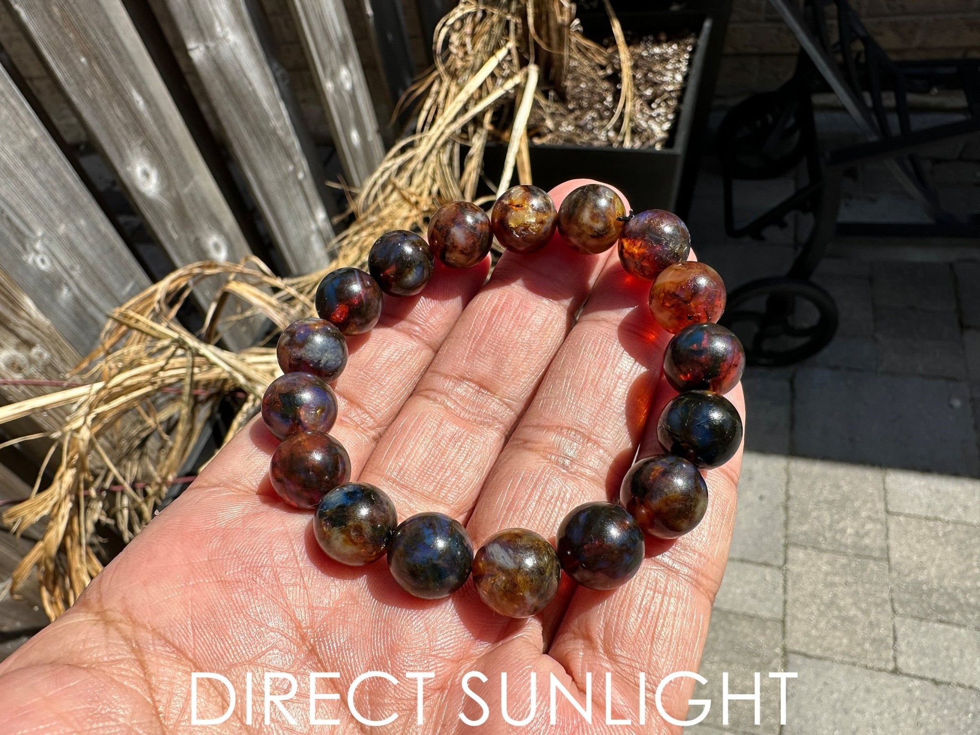 Blue Amber Dominican beads bracelet - Larimar Creations