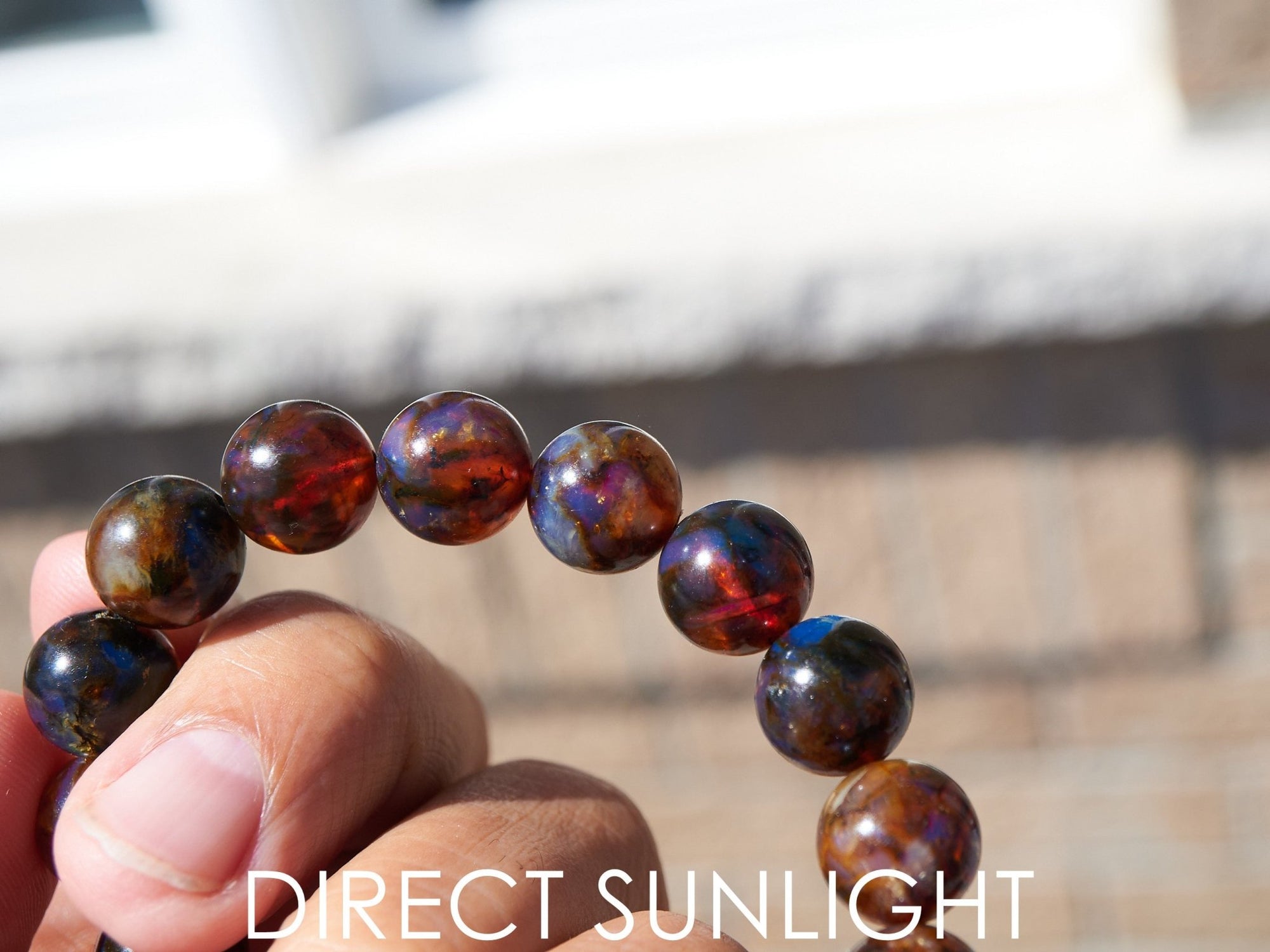 Blue Amber Dominican beads bracelet - Larimar Creations