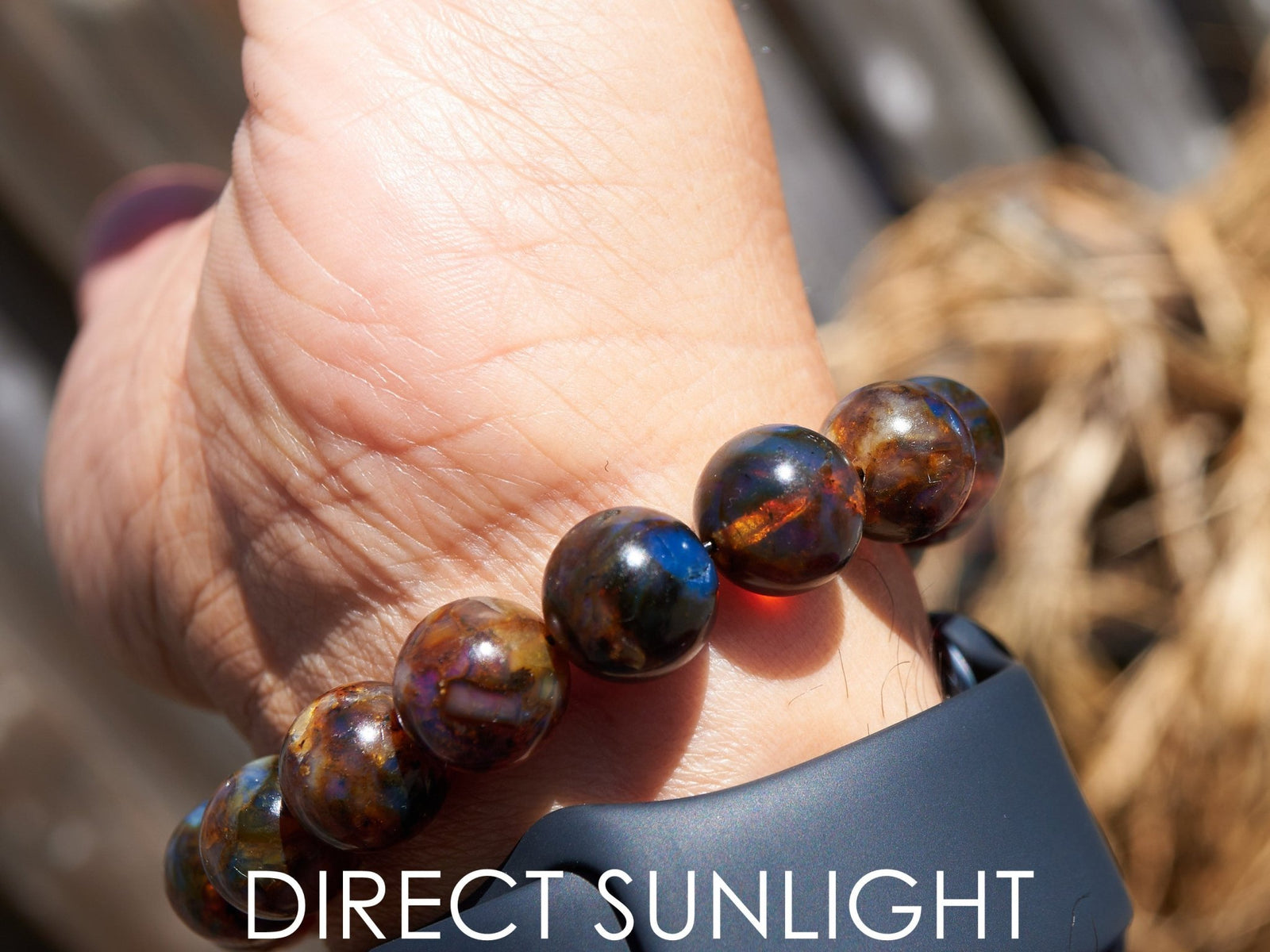 Blue Amber Dominican beads bracelet - Larimar Creations
