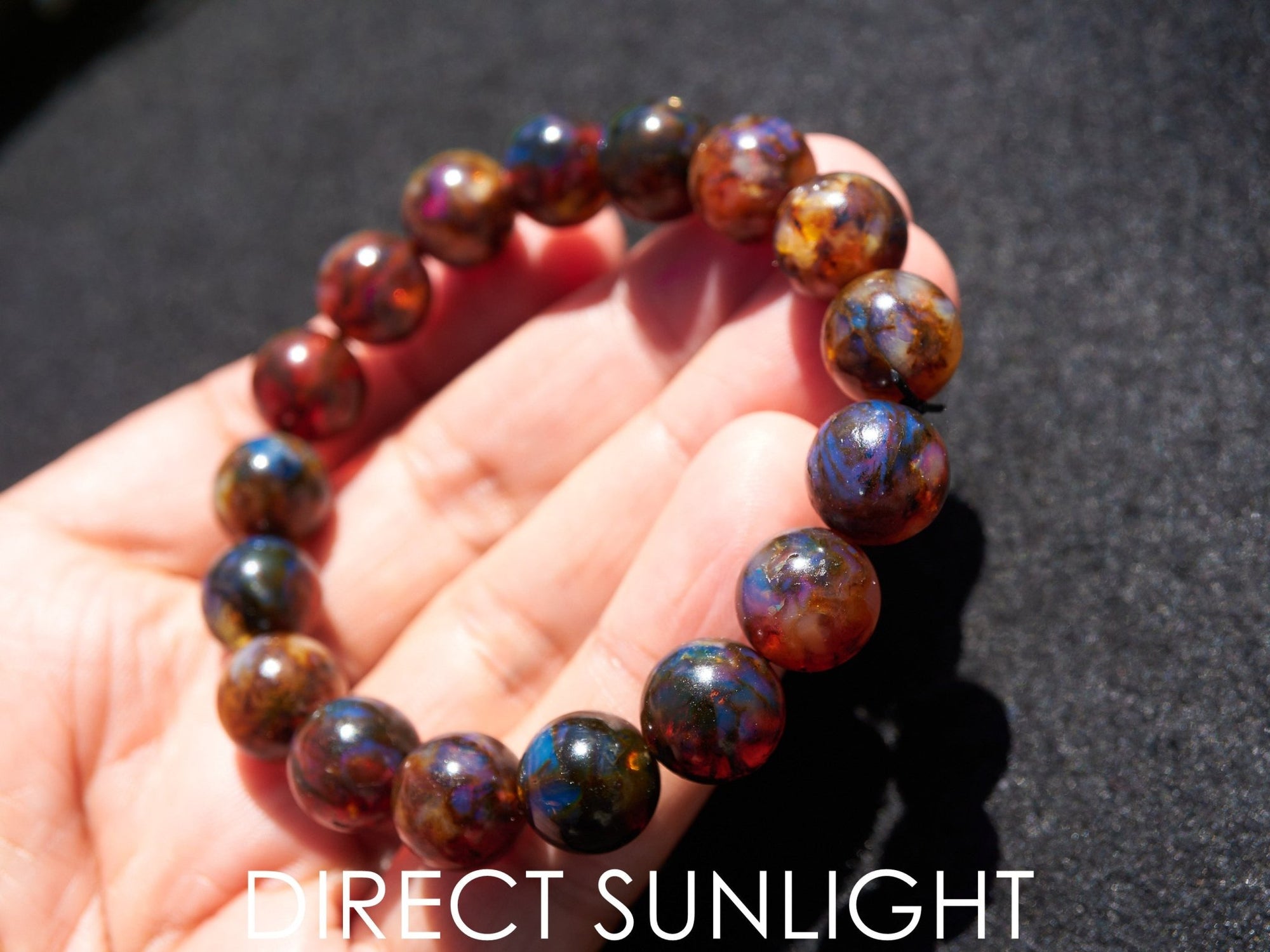 Blue Amber Dominican beads bracelet - Larimar Creations