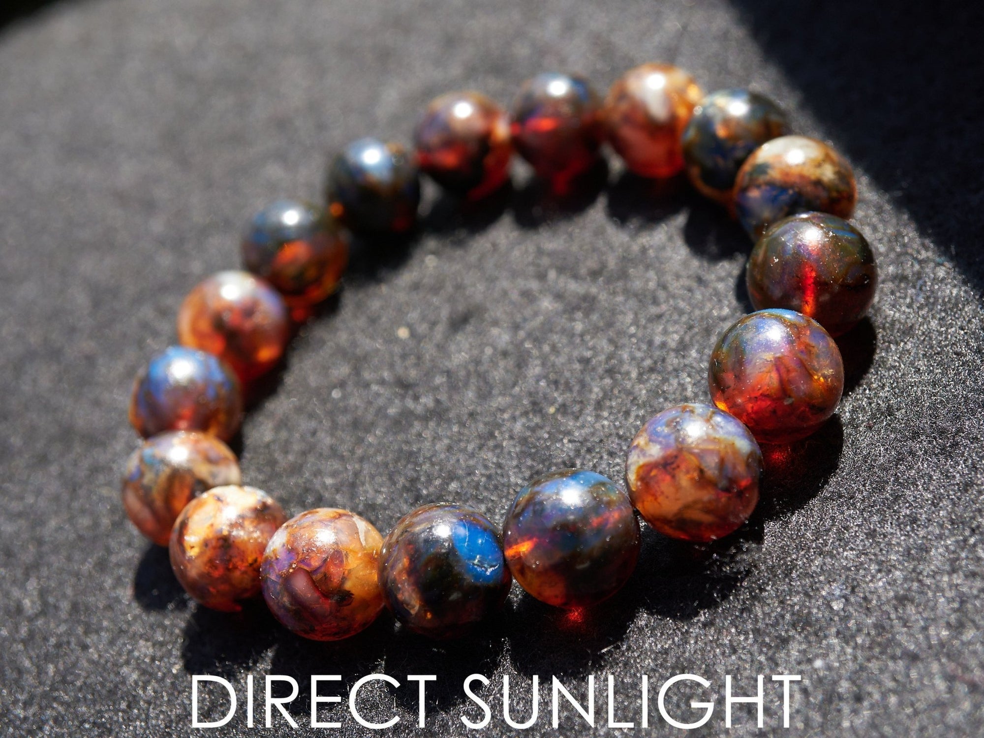 Blue Amber Dominican beads bracelet - Larimar Creations