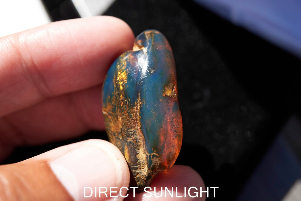 Blue Amber Raw Cabochon