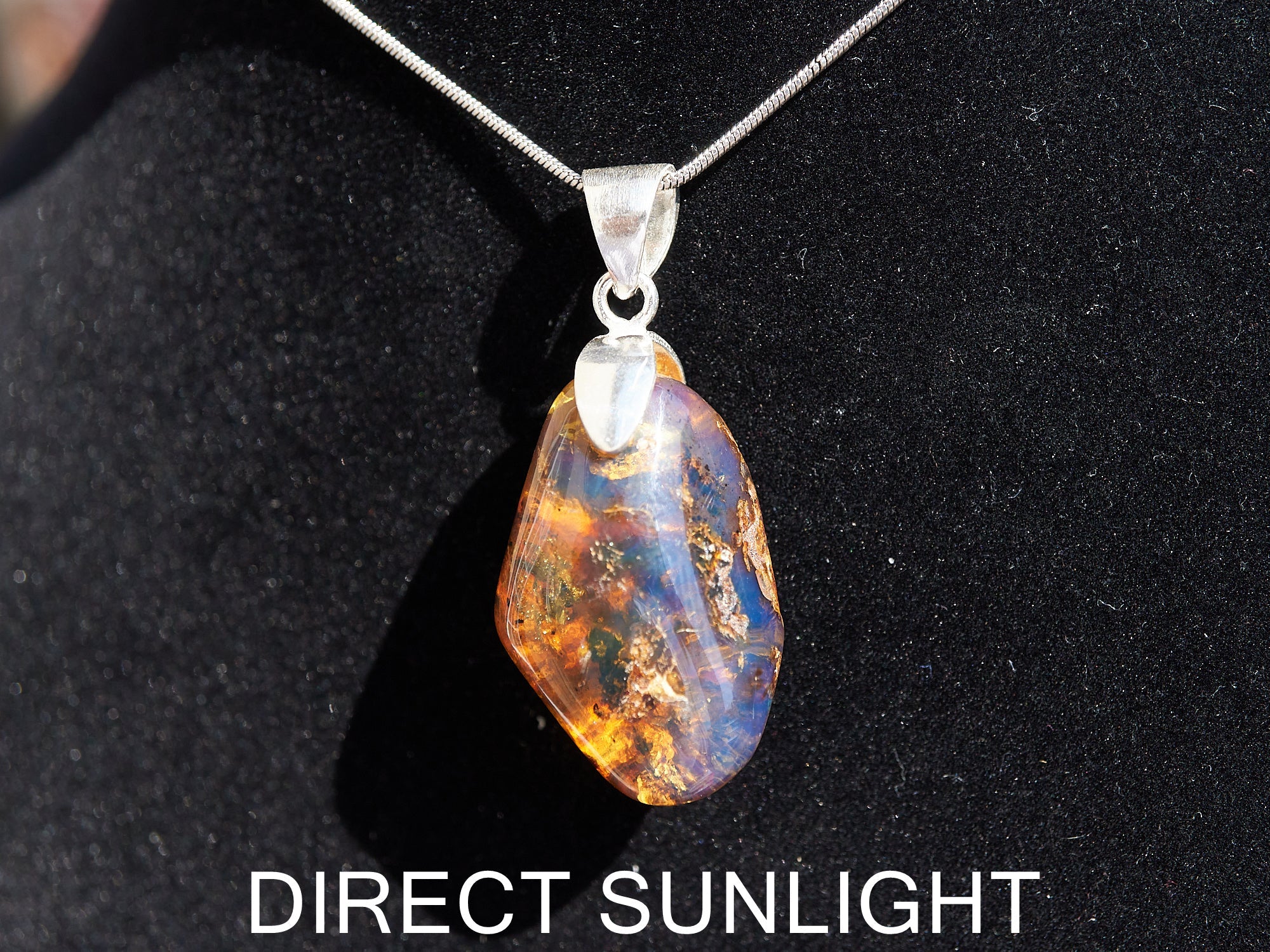 Blue Amber Dominican Pendant Jewelry - Larimar Creations