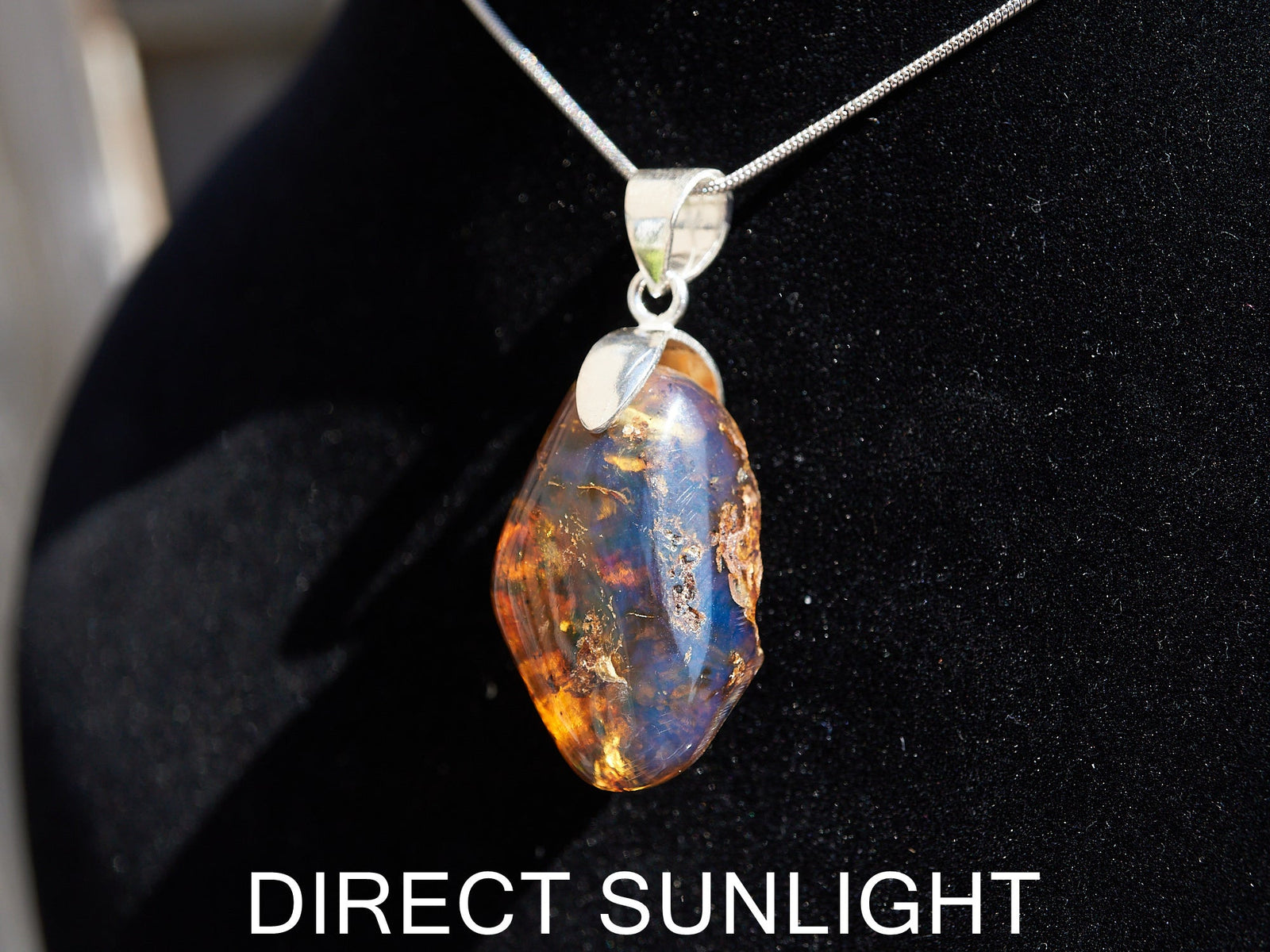 Blue Amber Dominican Pendant