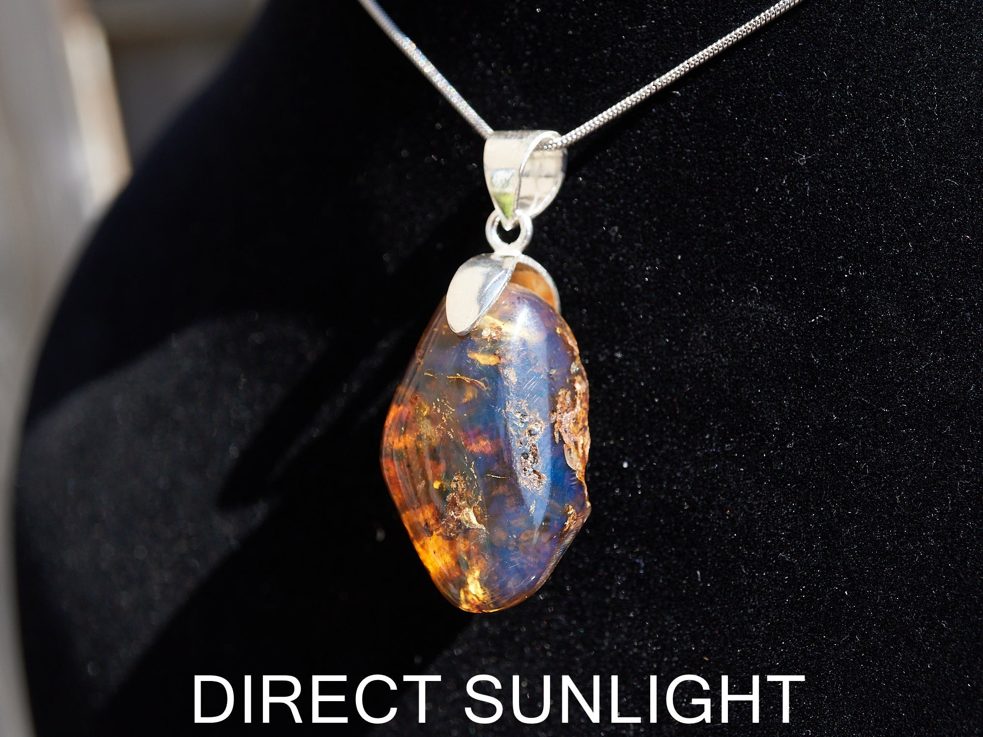 Blue Amber Dominican Pendant