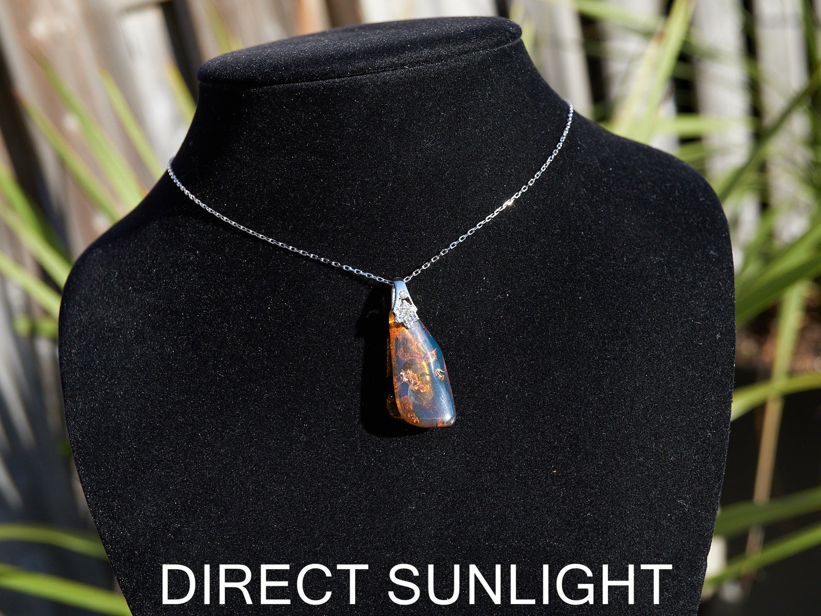 blue amber pendant