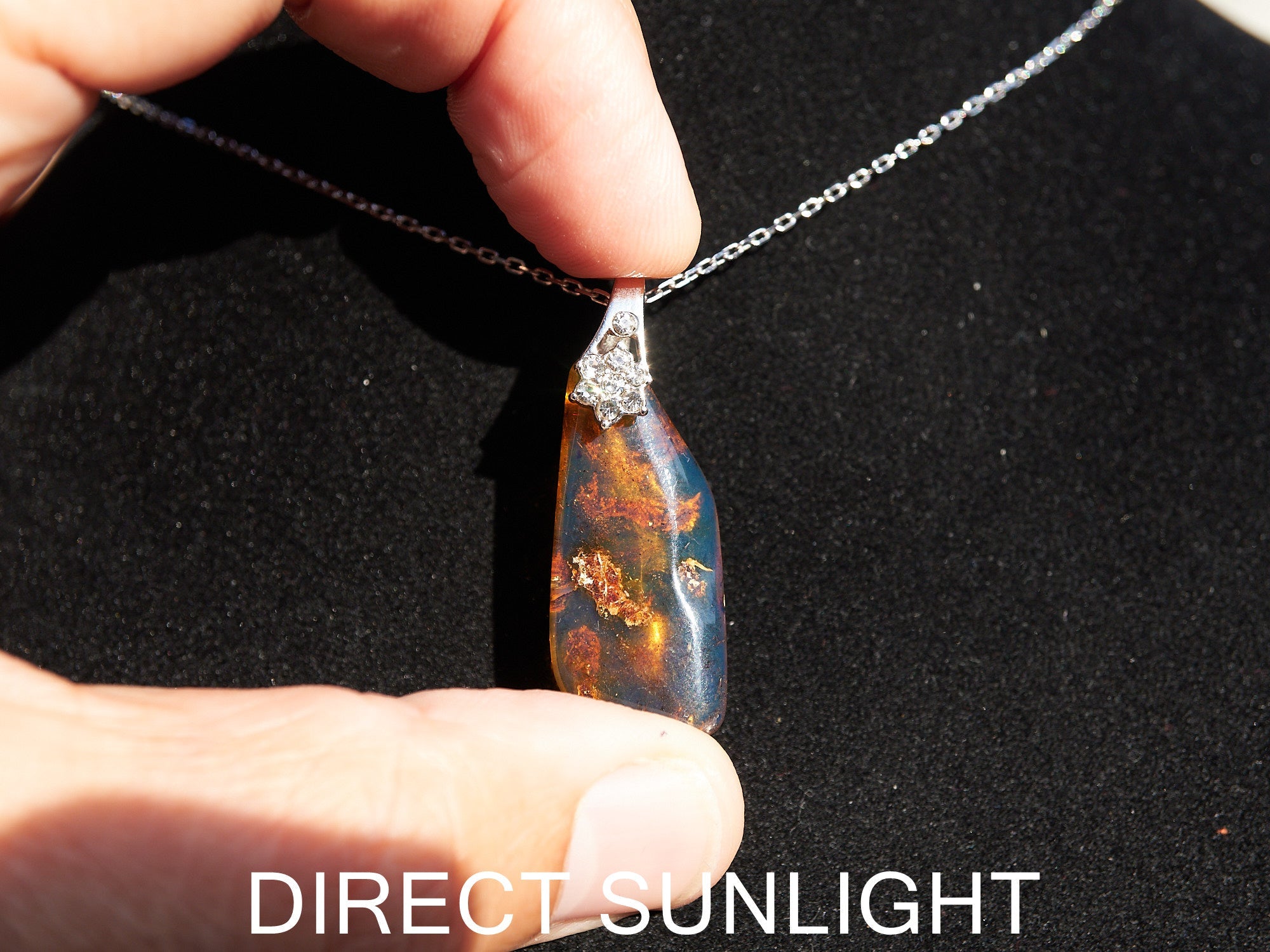 blue amber pendant