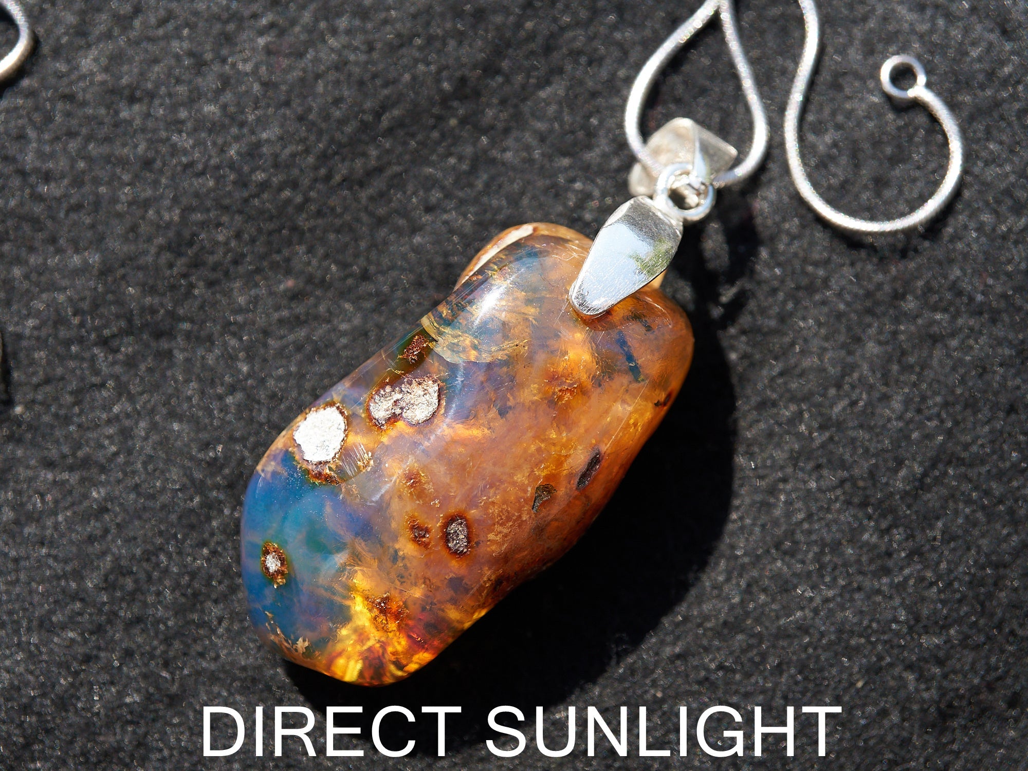 Blue Amber Dominican Pendant rough &amp; polished specimen
