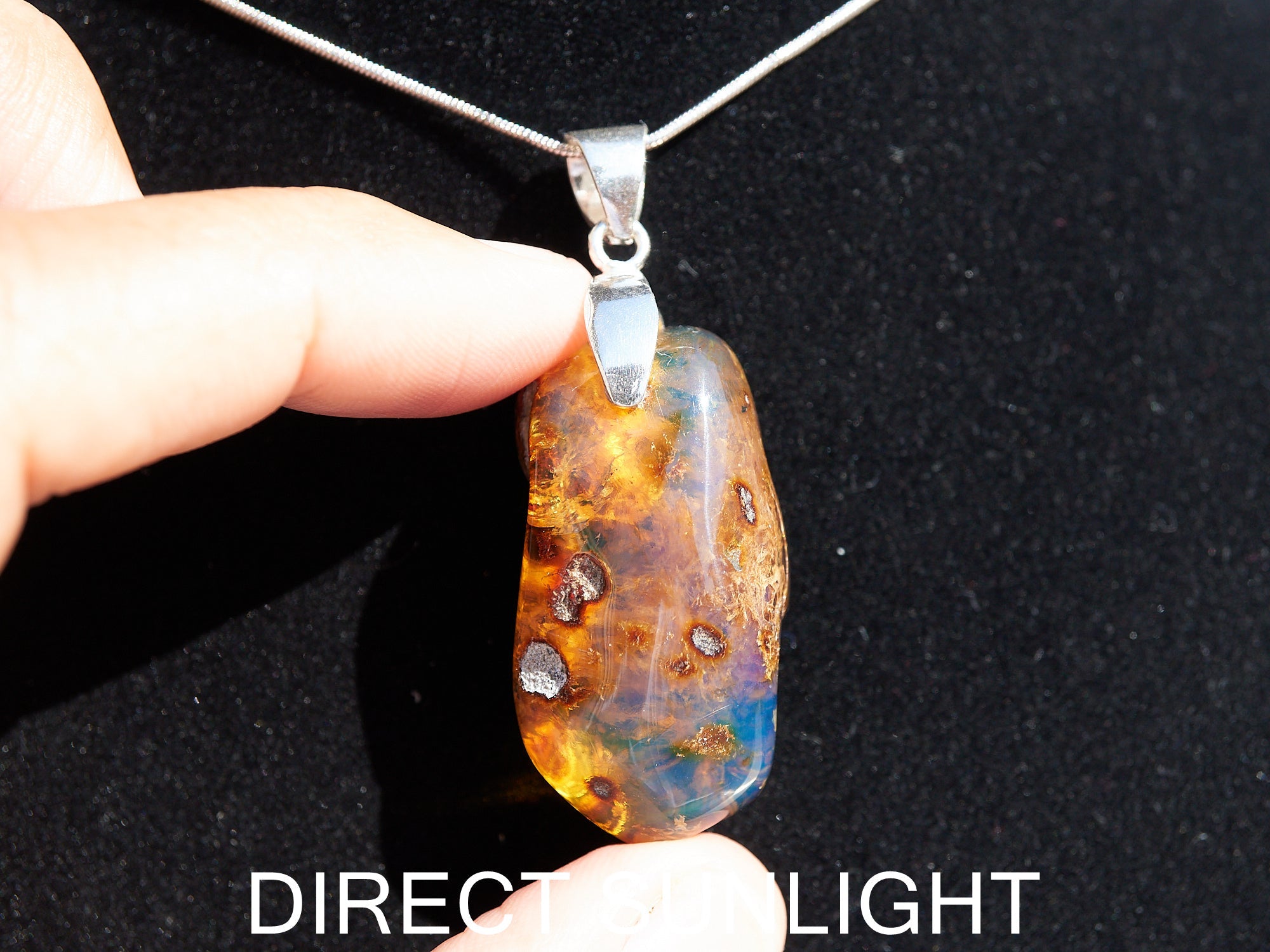blue amber pendant