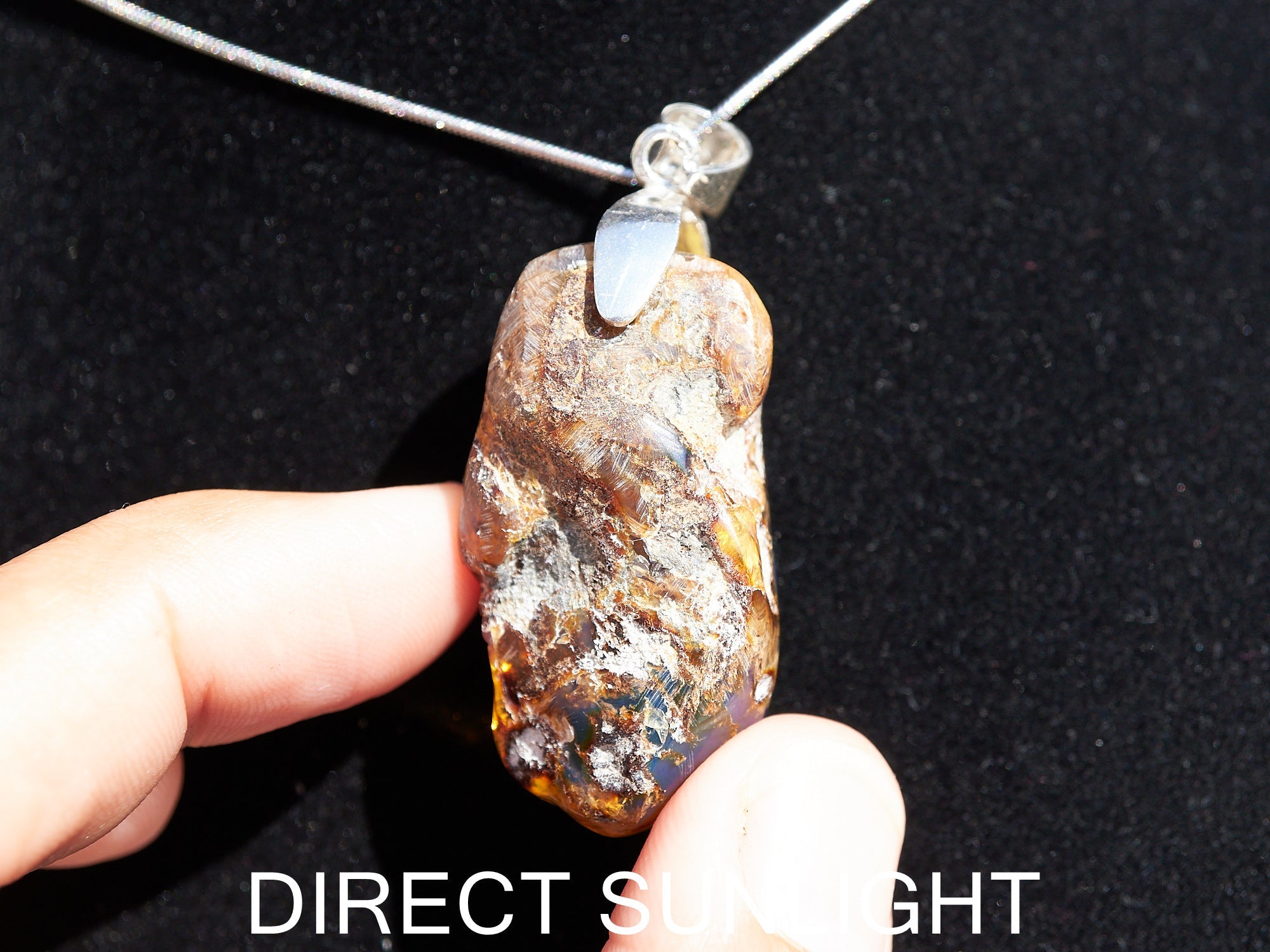 Blue Amber Dominican Pendant rough &amp; polished specimen