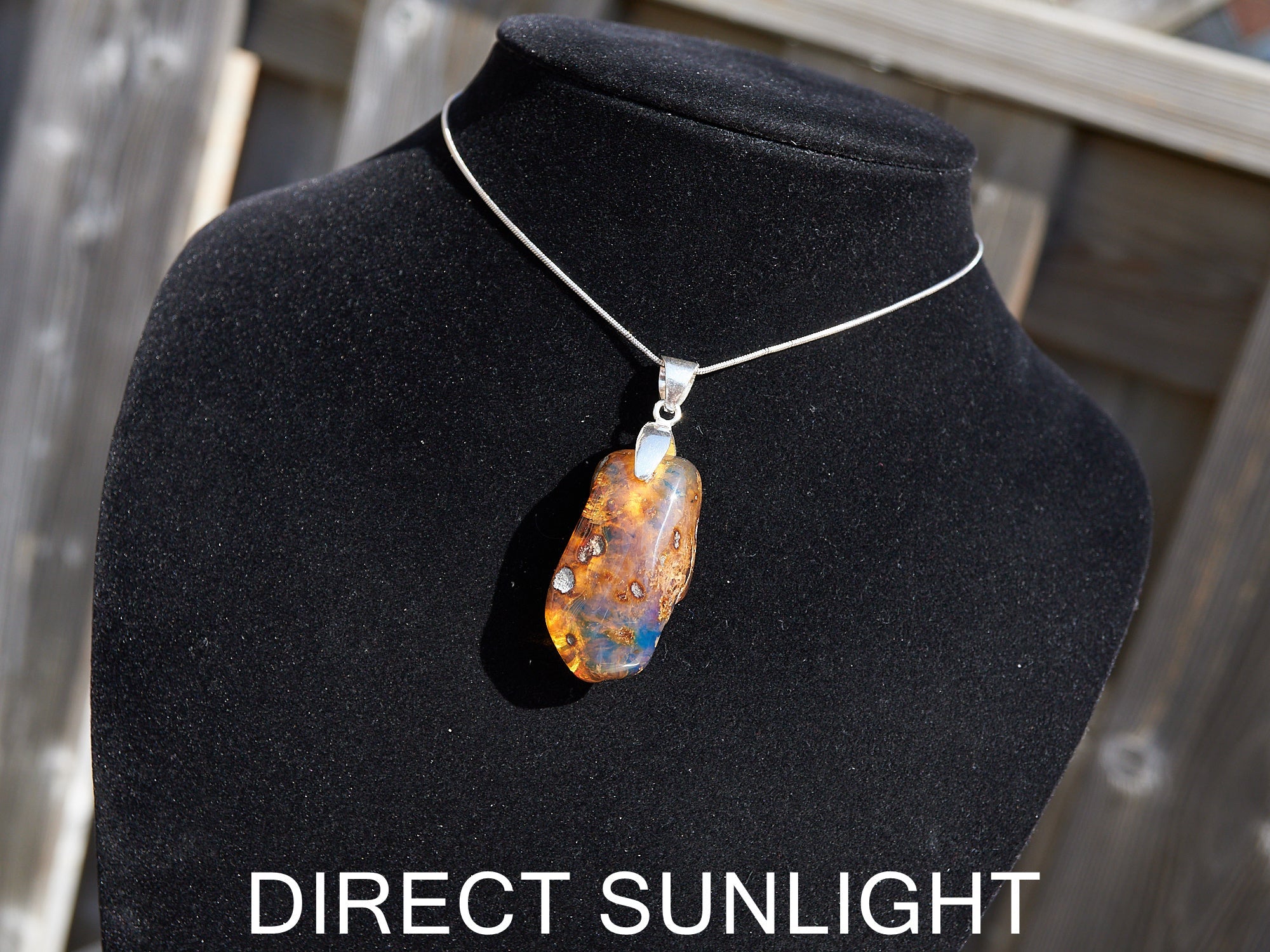 Blue Amber Dominican Pendant rough &amp; polished specimen