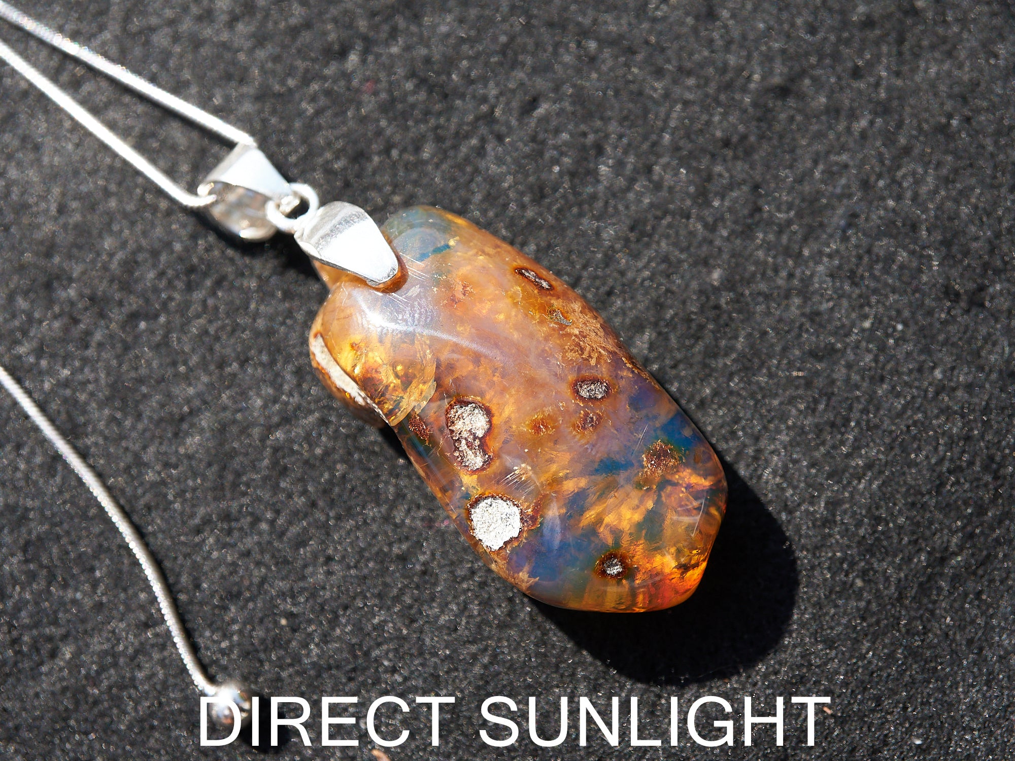 Blue Amber Dominican Pendant rough &amp; polished specimen
