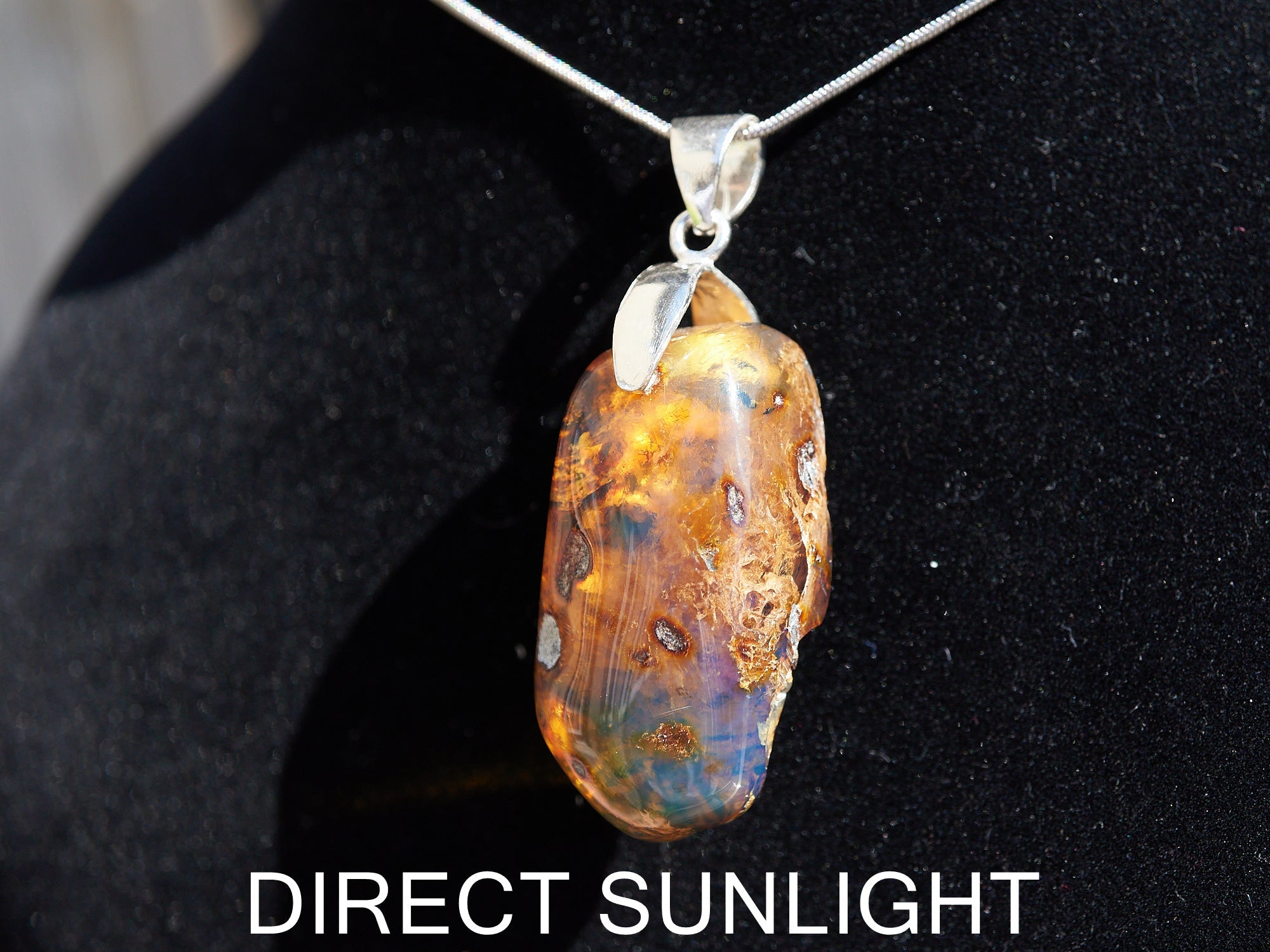 Blue Amber Dominican Pendant rough &amp; polished specimen