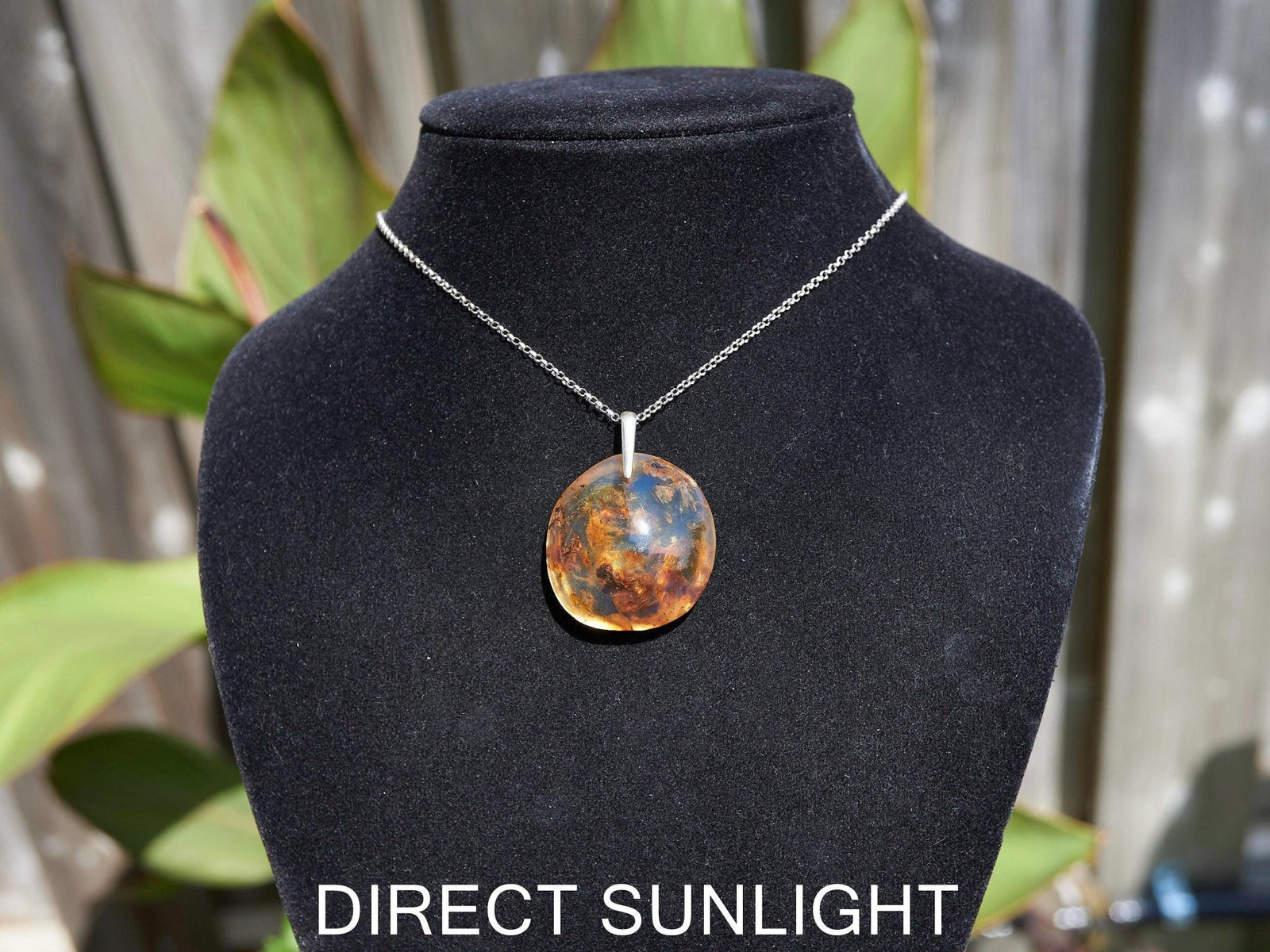 Blue Amber Dominican Pendant round Shape - Larimar Creations