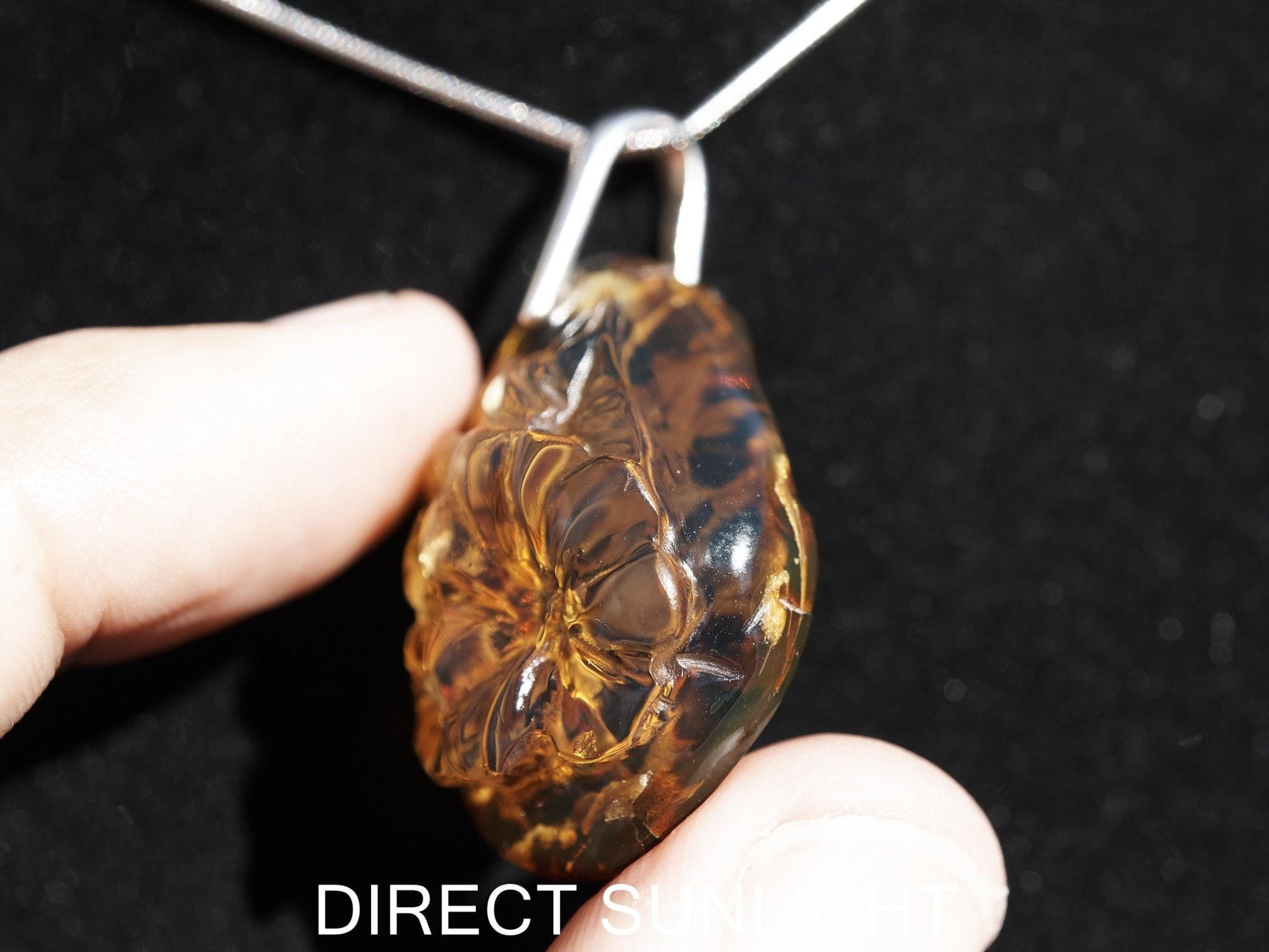 Blue Amber jewelry Pendant |Sterling Silver 925 - Larimar Creations