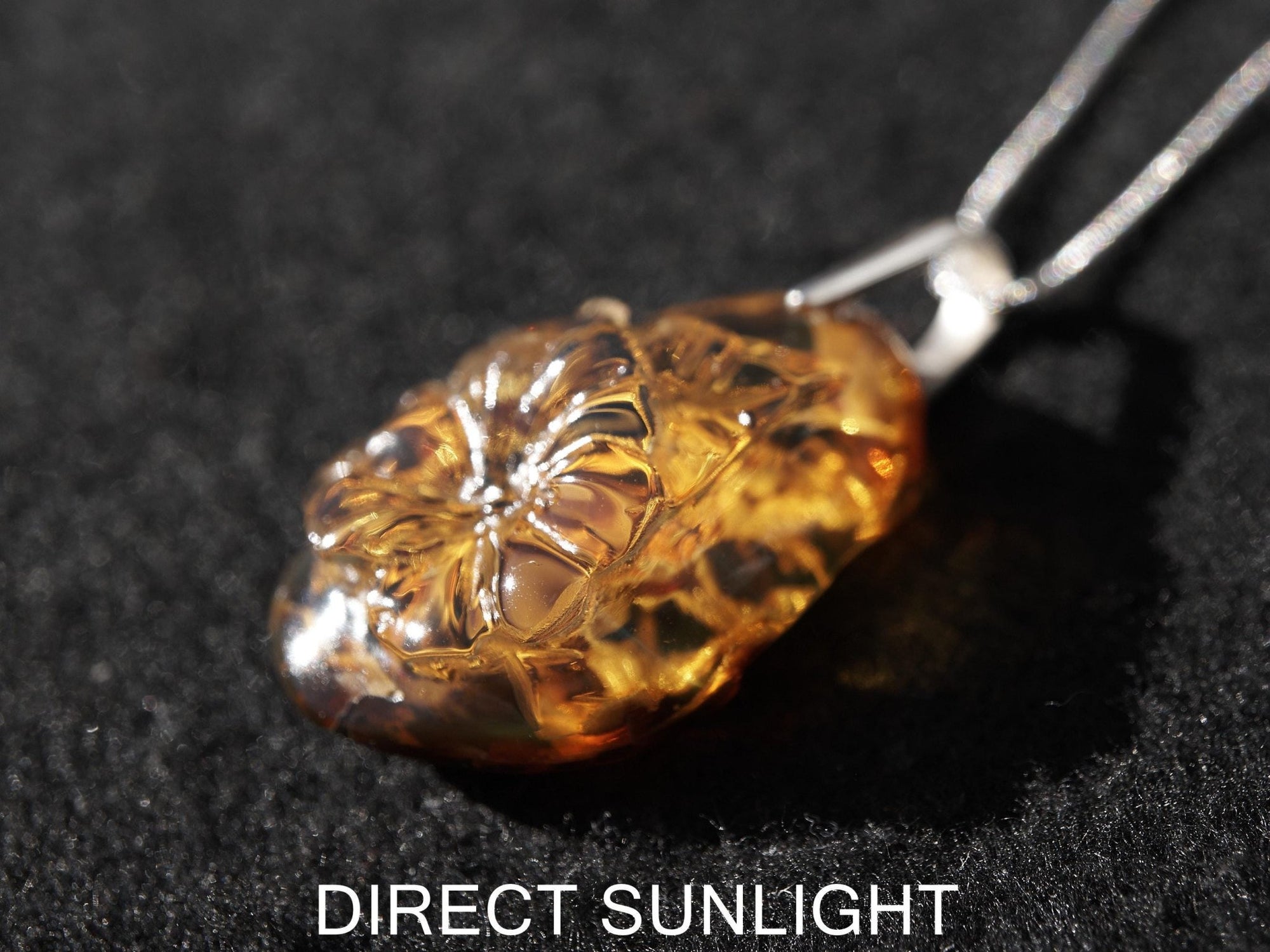 Blue Amber jewelry Pendant |Sterling Silver 925 - Larimar Creations