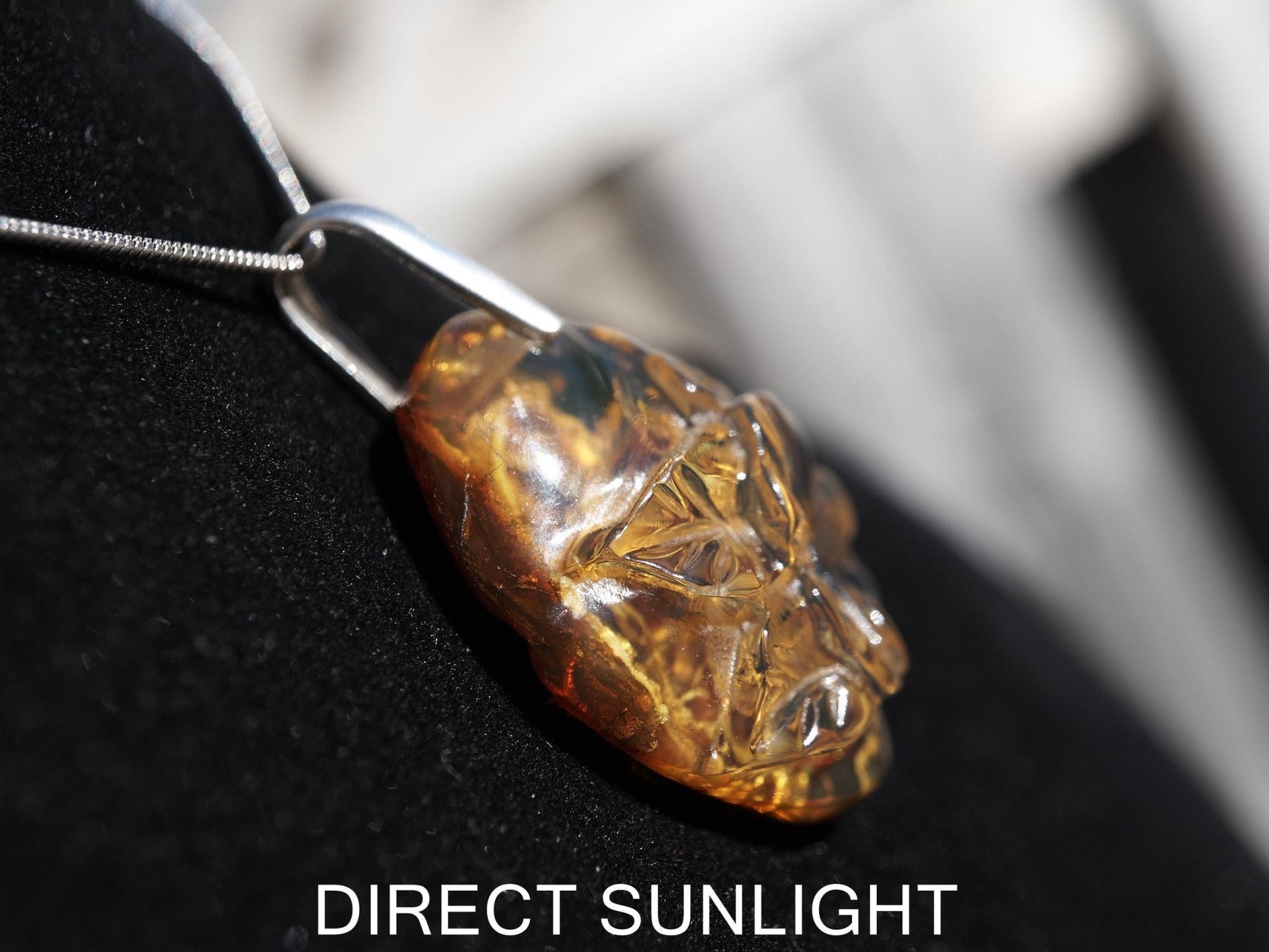 Blue Amber jewelry Pendant |Sterling Silver 925 - Larimar Creations