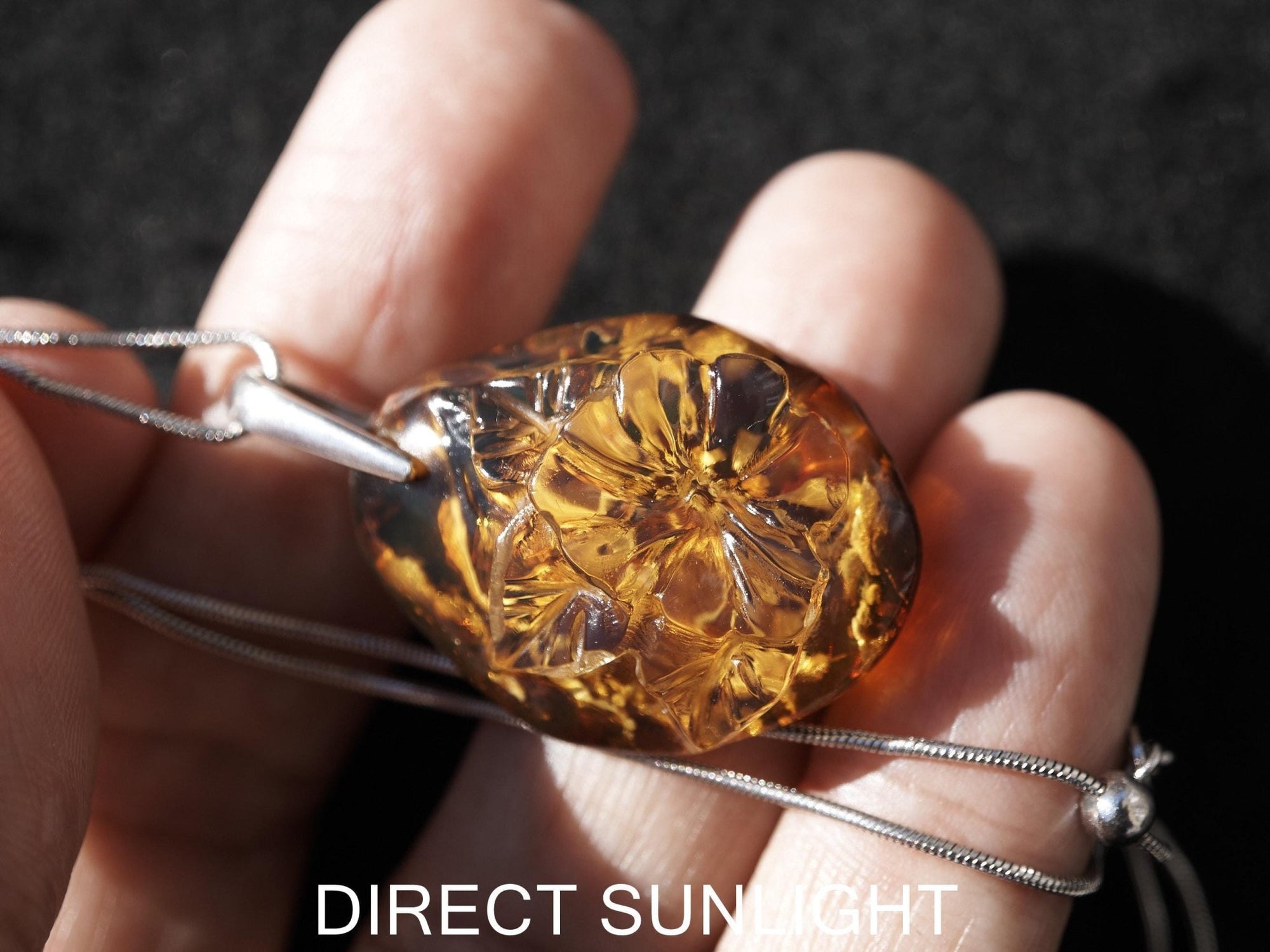 Blue Amber jewelry Pendant |Sterling Silver 925 - Larimar Creations