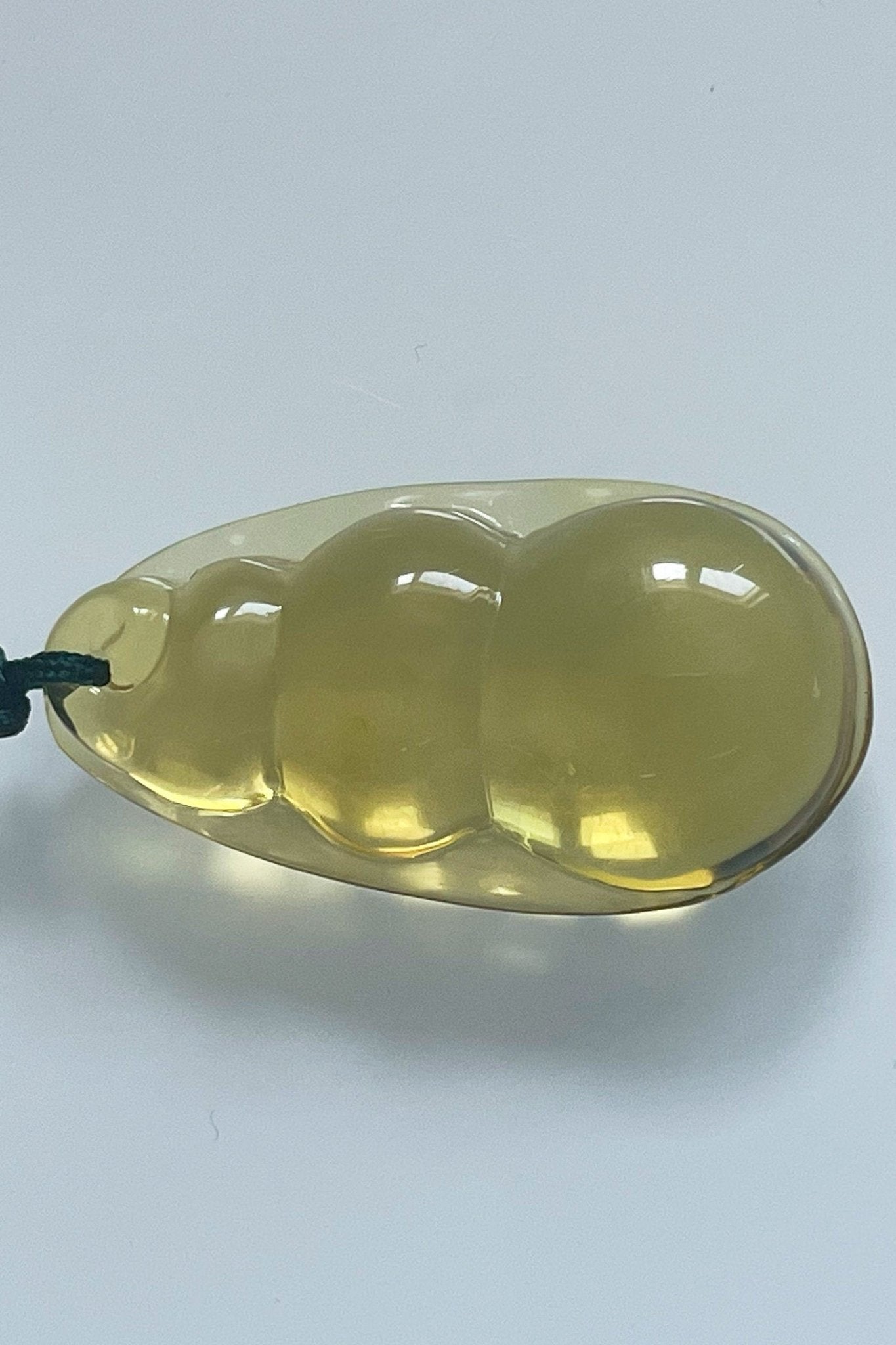 Blue amber necklace carved, Gourd - Larimar Creations